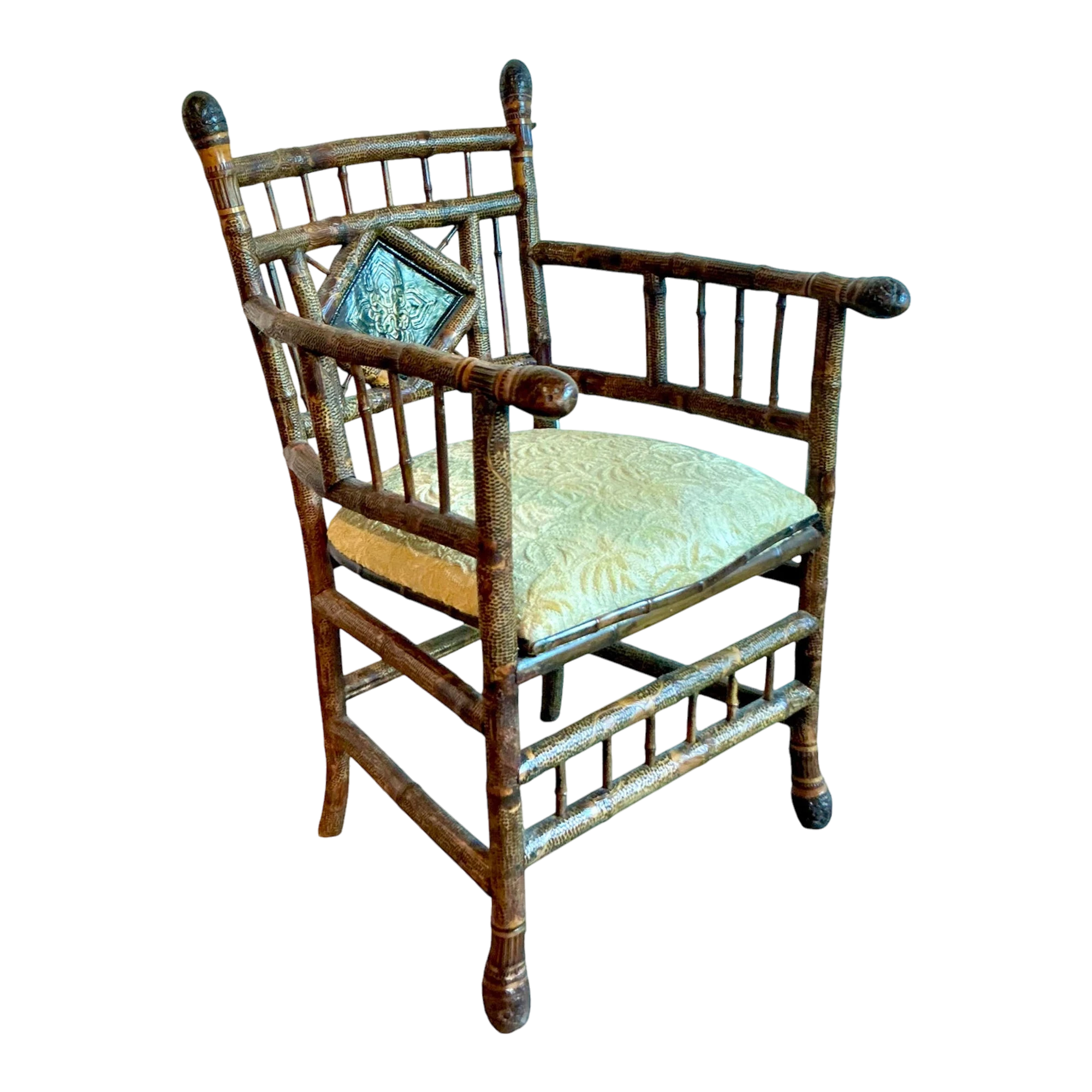 Vintage Boho Bamboo Arm Chair