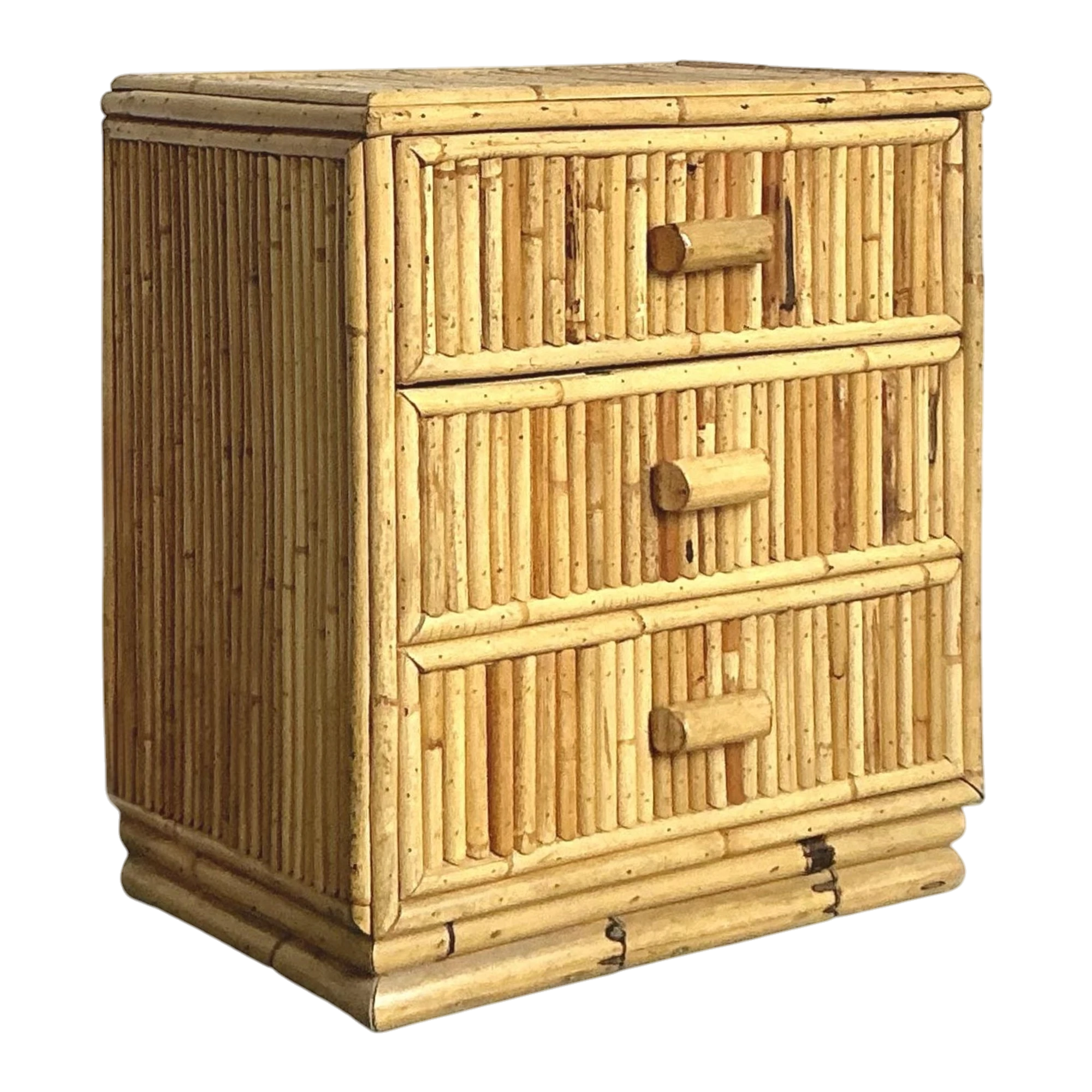 Vintage Boho Bamboo Side Chest