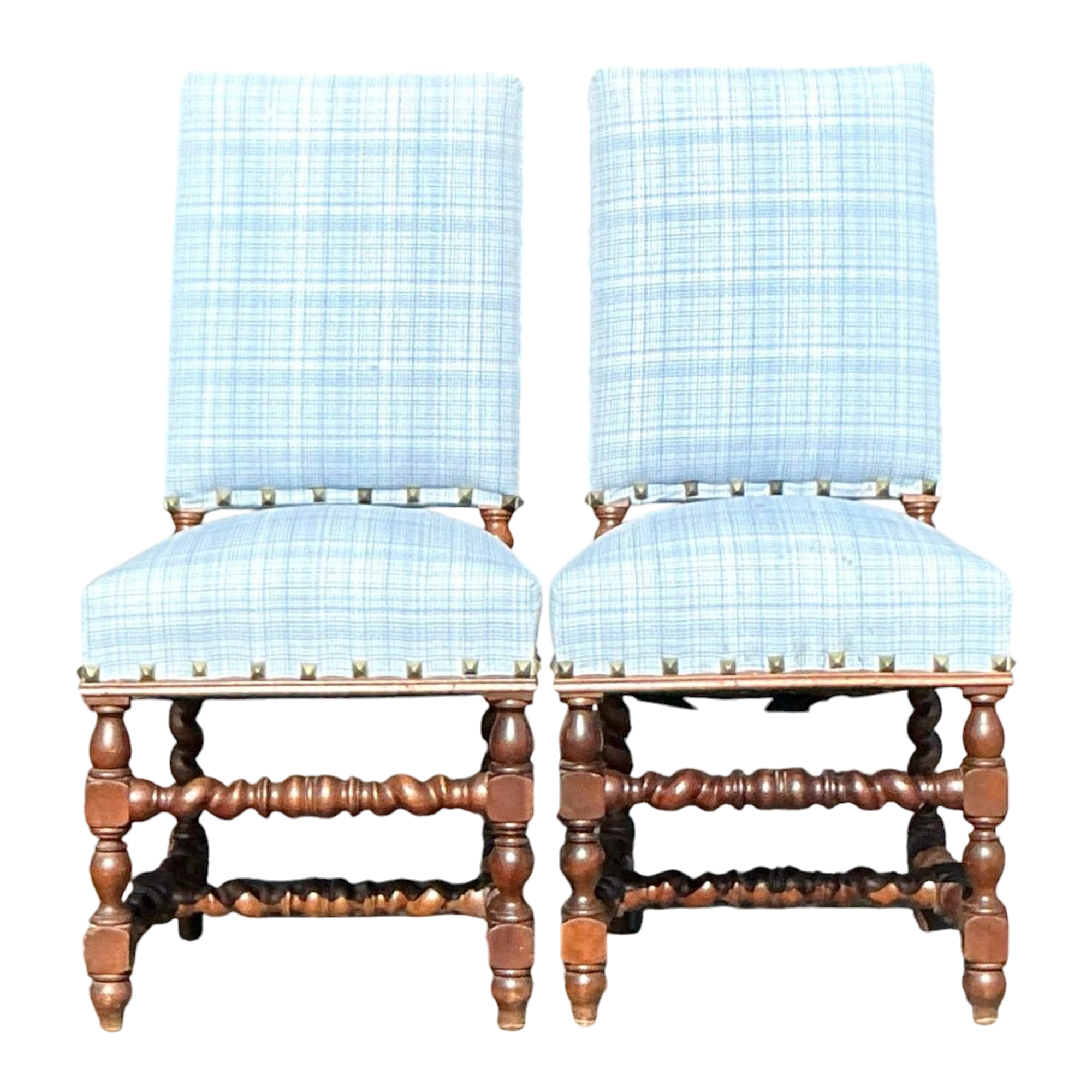 Vintage Boho Barley Twist Chairs - A Pair