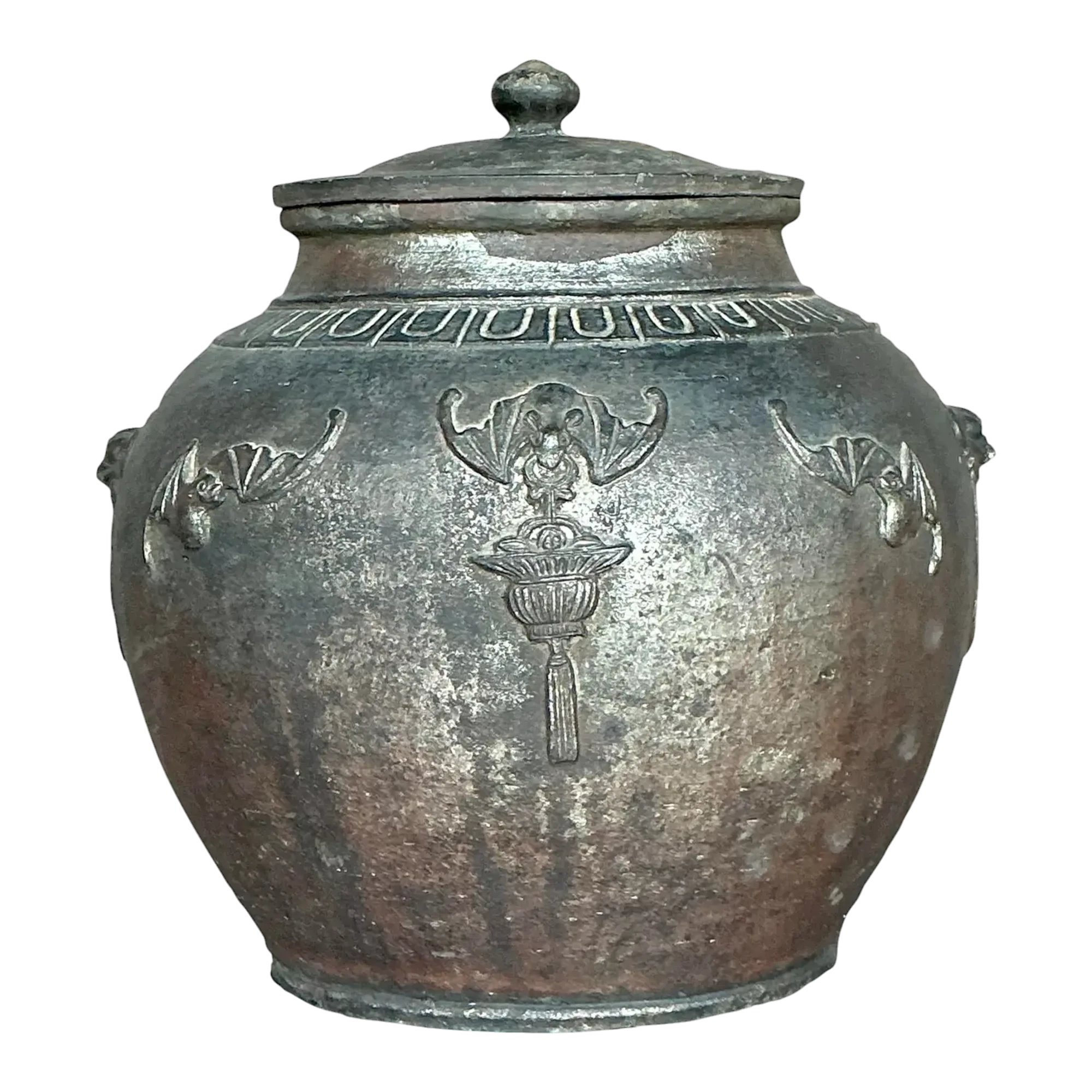 Vintage Boho Bat Wing Lidded Urn