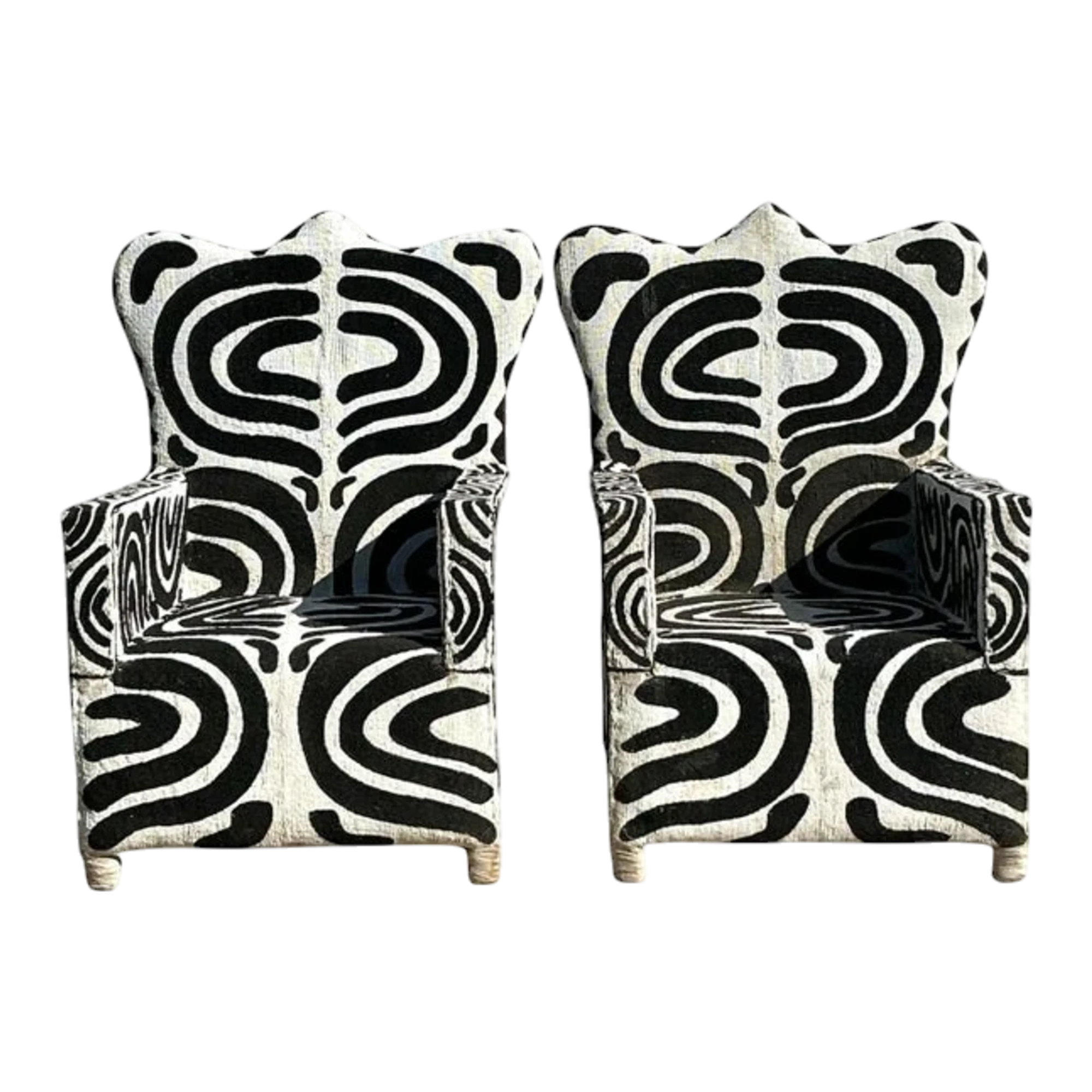 Vintage Boho Beaded Lounge Chairs - a Pair