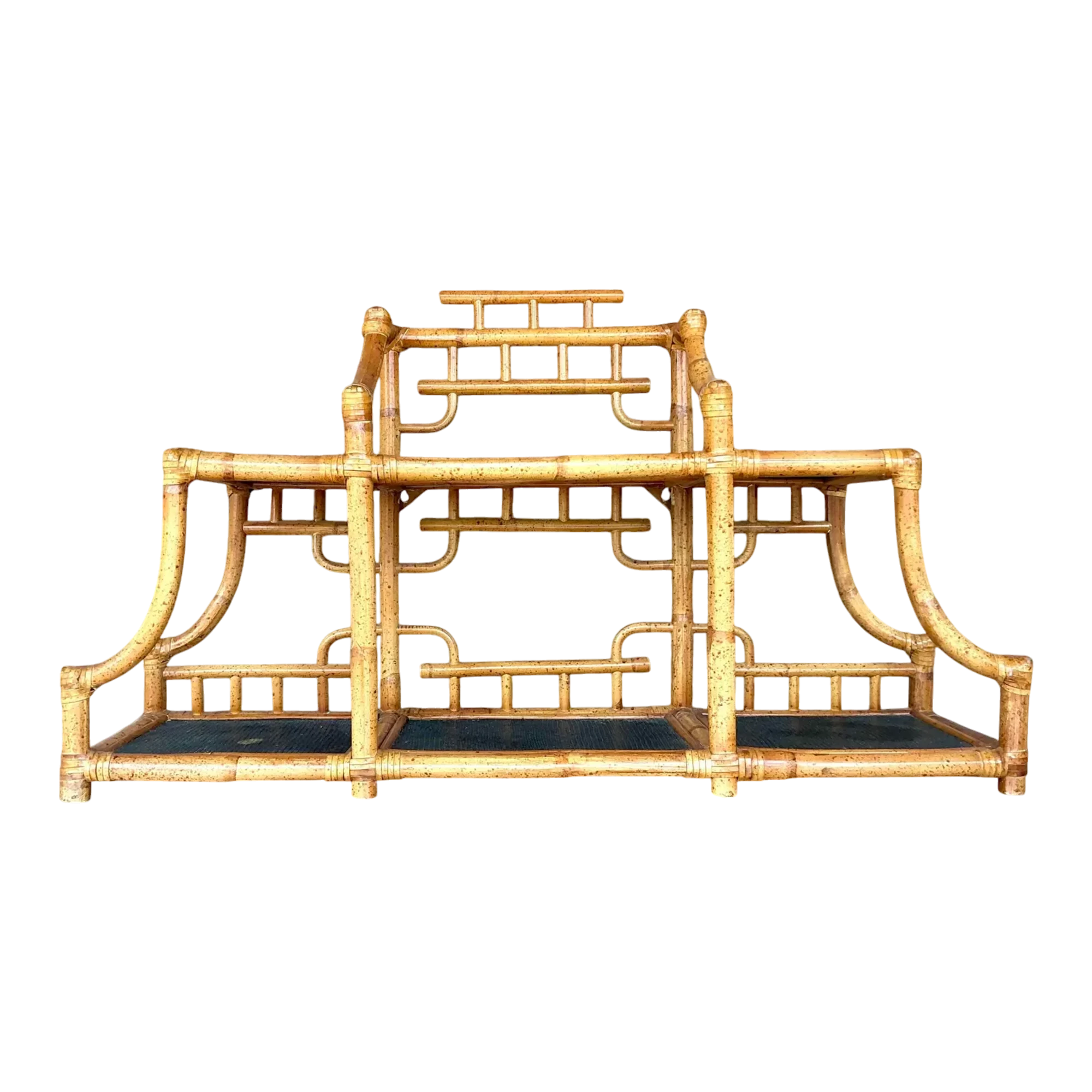 Vintage Boho Bent Bamboo Table Top Etagere