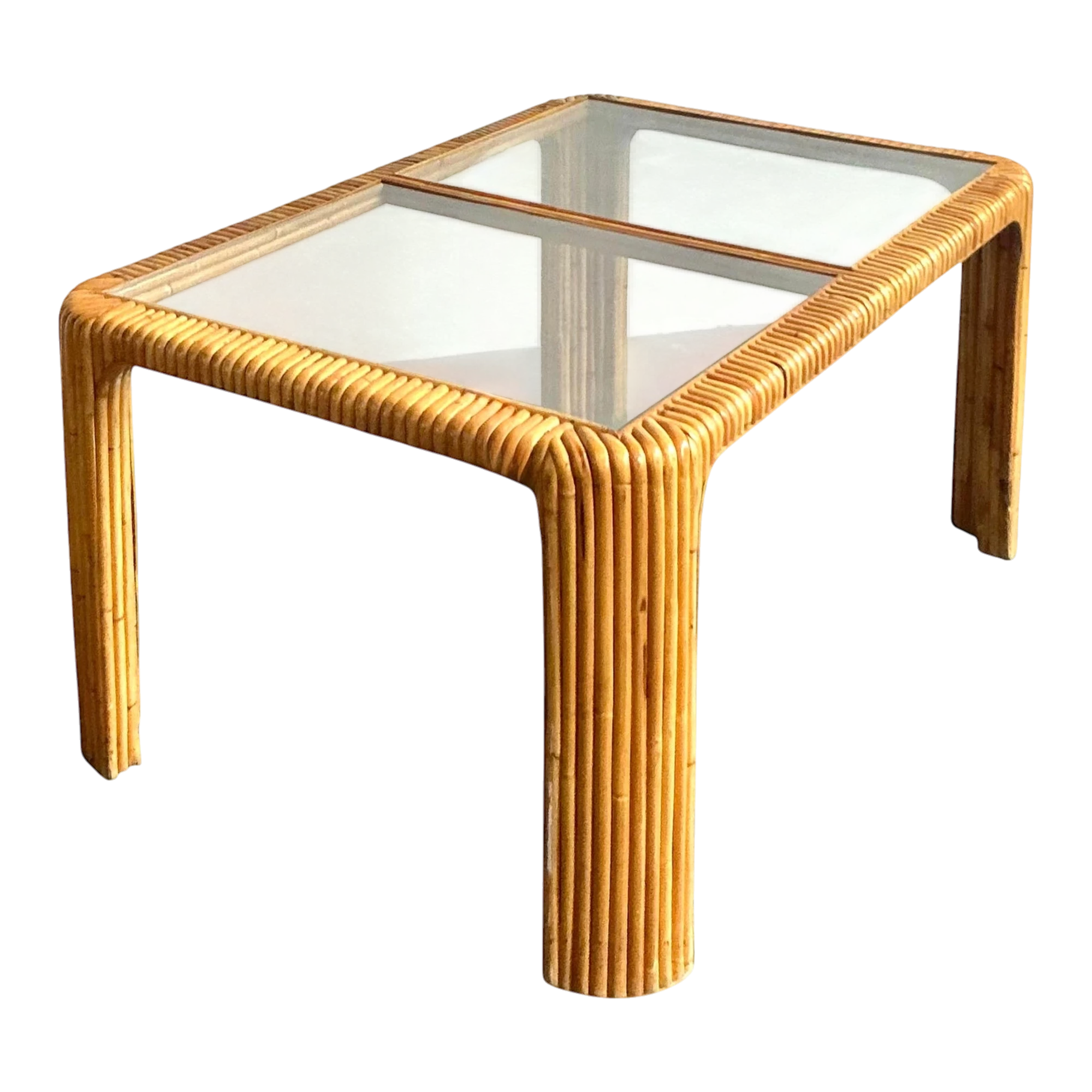 Vintage Boho Bent Rattan Dining Table