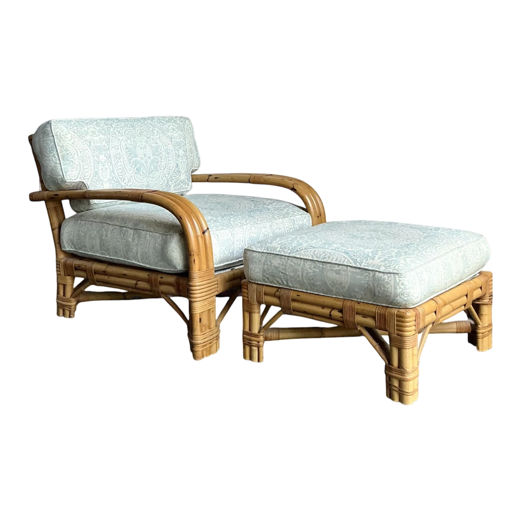 Vintage Boho Bielecky Brothers Lounge Chairs With Ottoman
