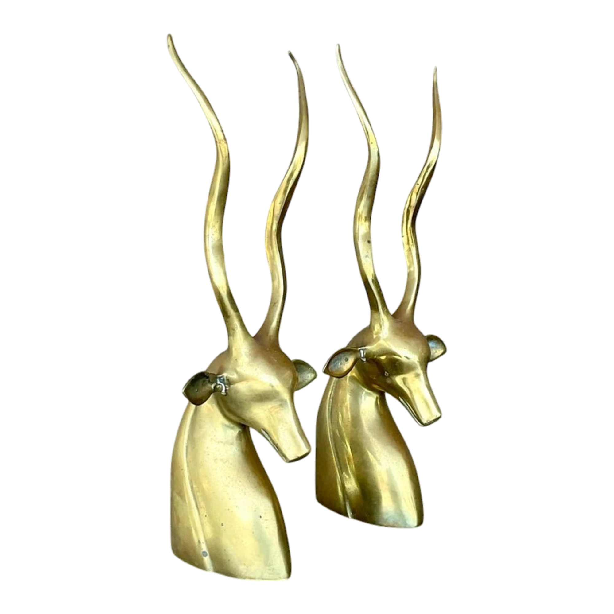 Vintage Boho Brass Antelope Bookends - a Pair