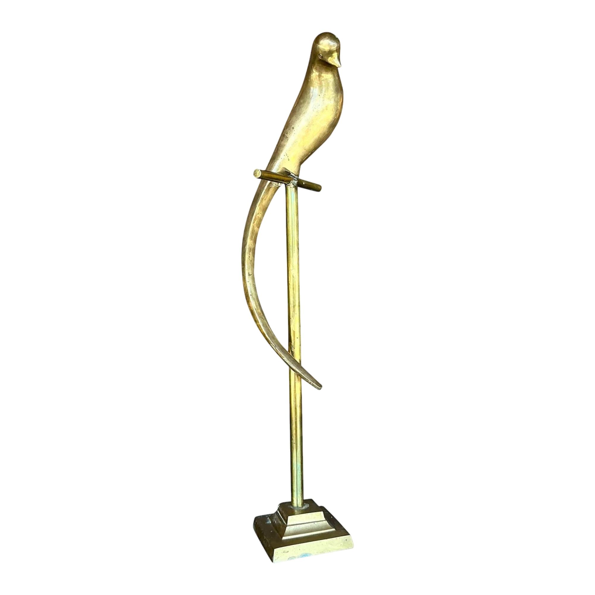 Vintage Boho Brass Bird on a Perch