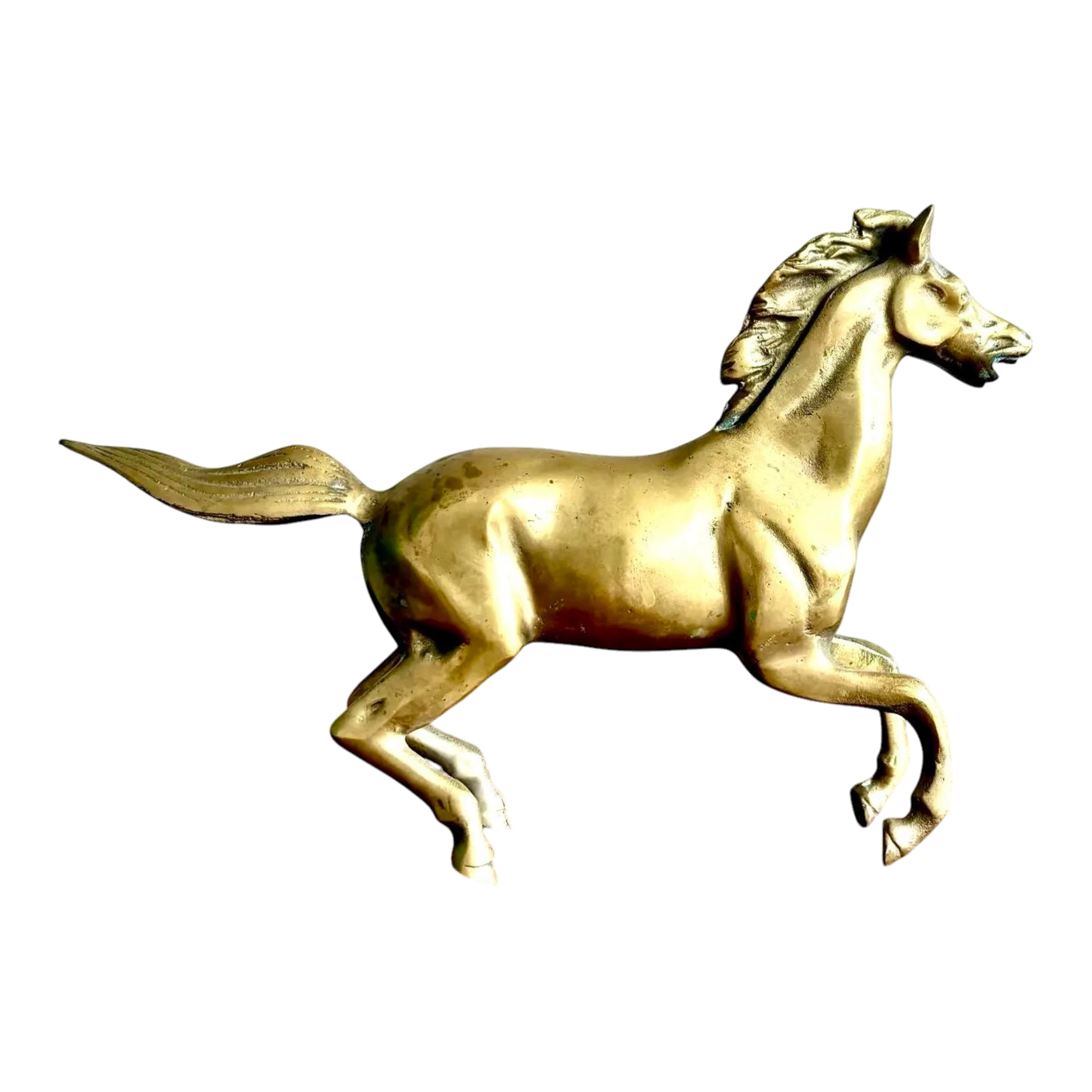 Vintage Boho Brass Running Horse Sculpture