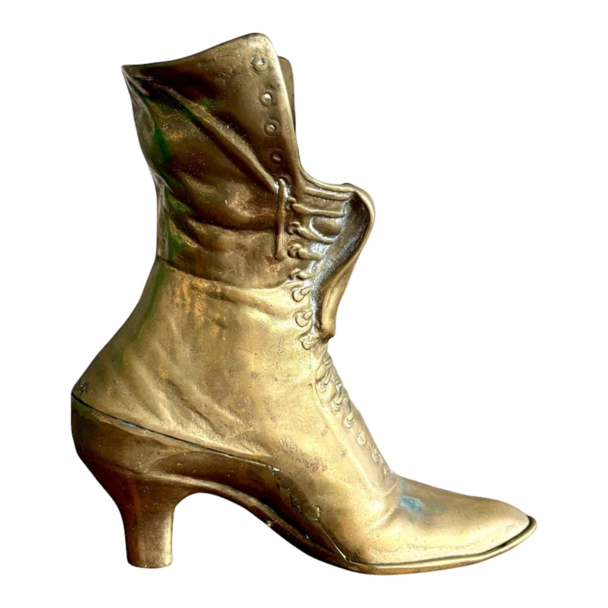 Vintage Boho Brass Victorian Boot Vase