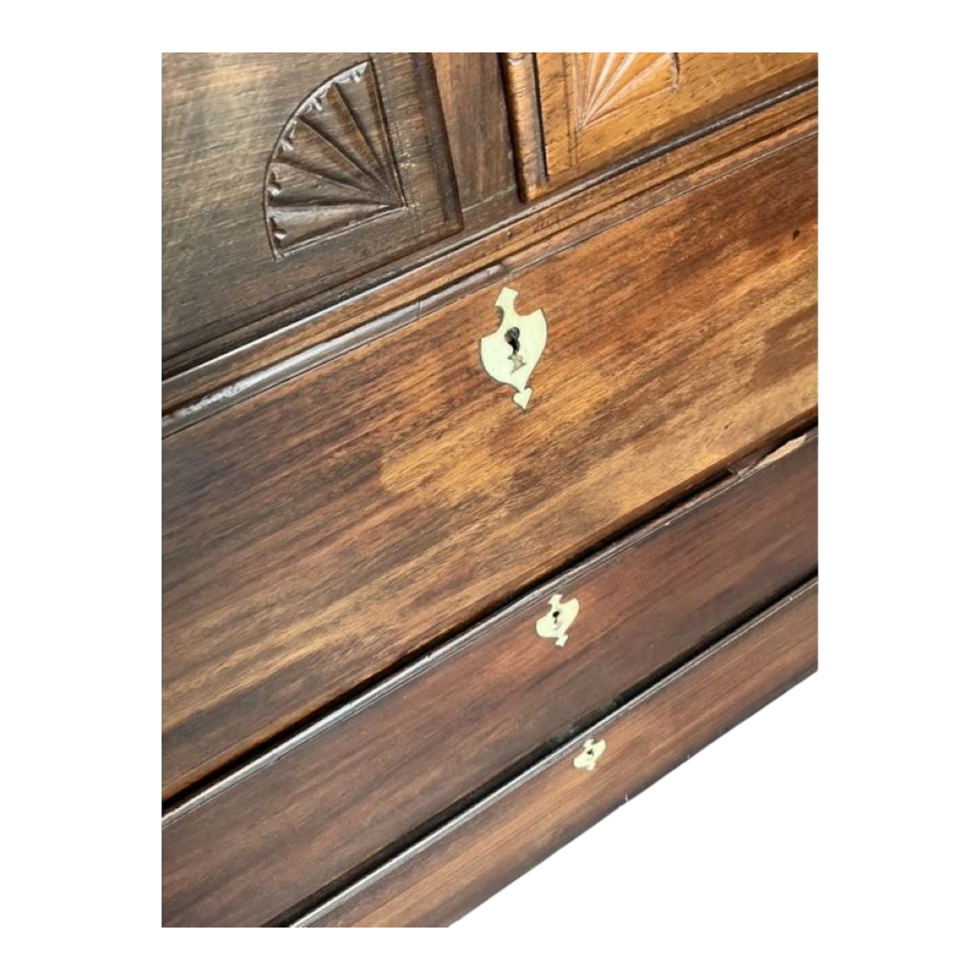 Vintage Boho British Colonial Carved Chest With Bone Escutcheons