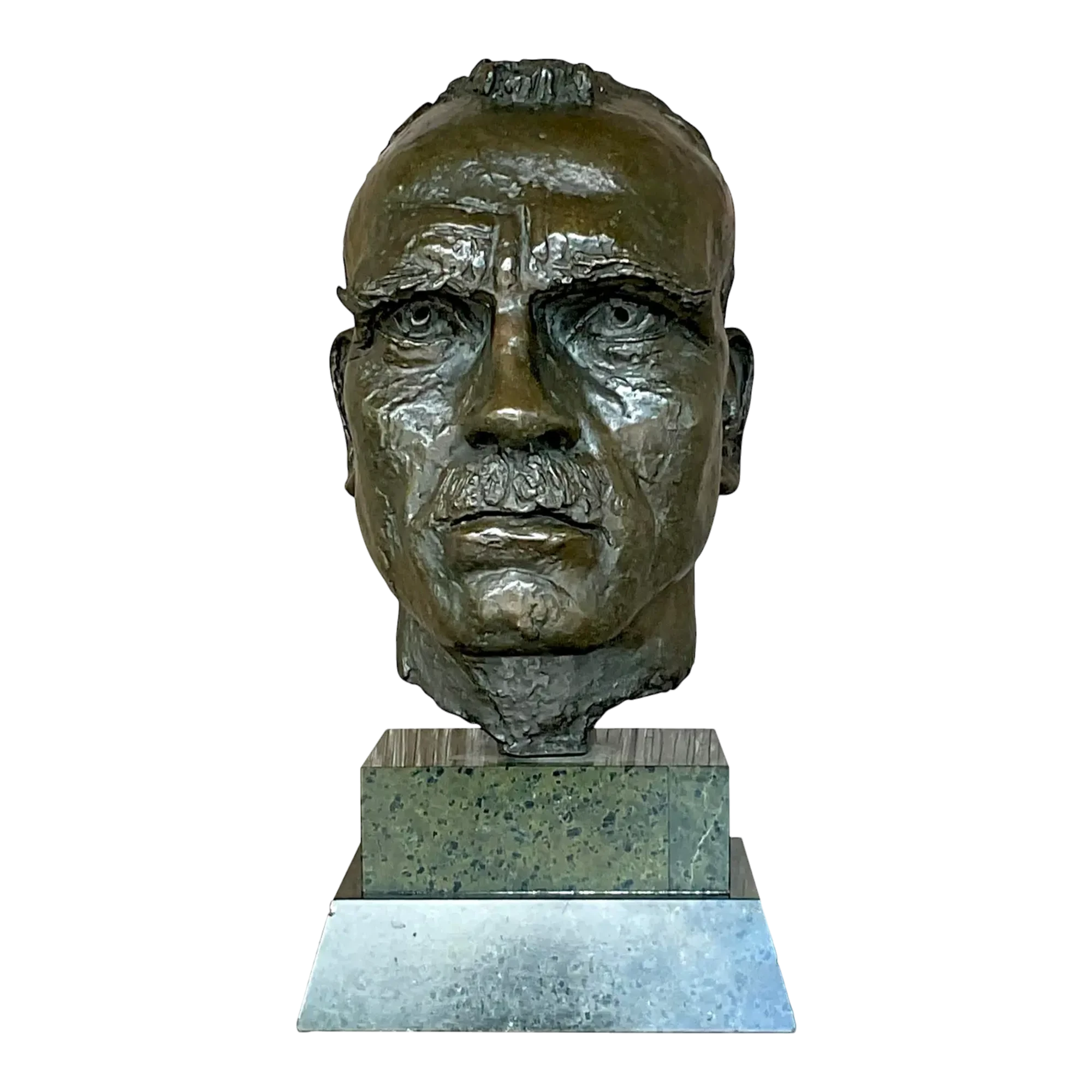 Vintage Boho Bronze Bust of Man After Jacob Epstein
