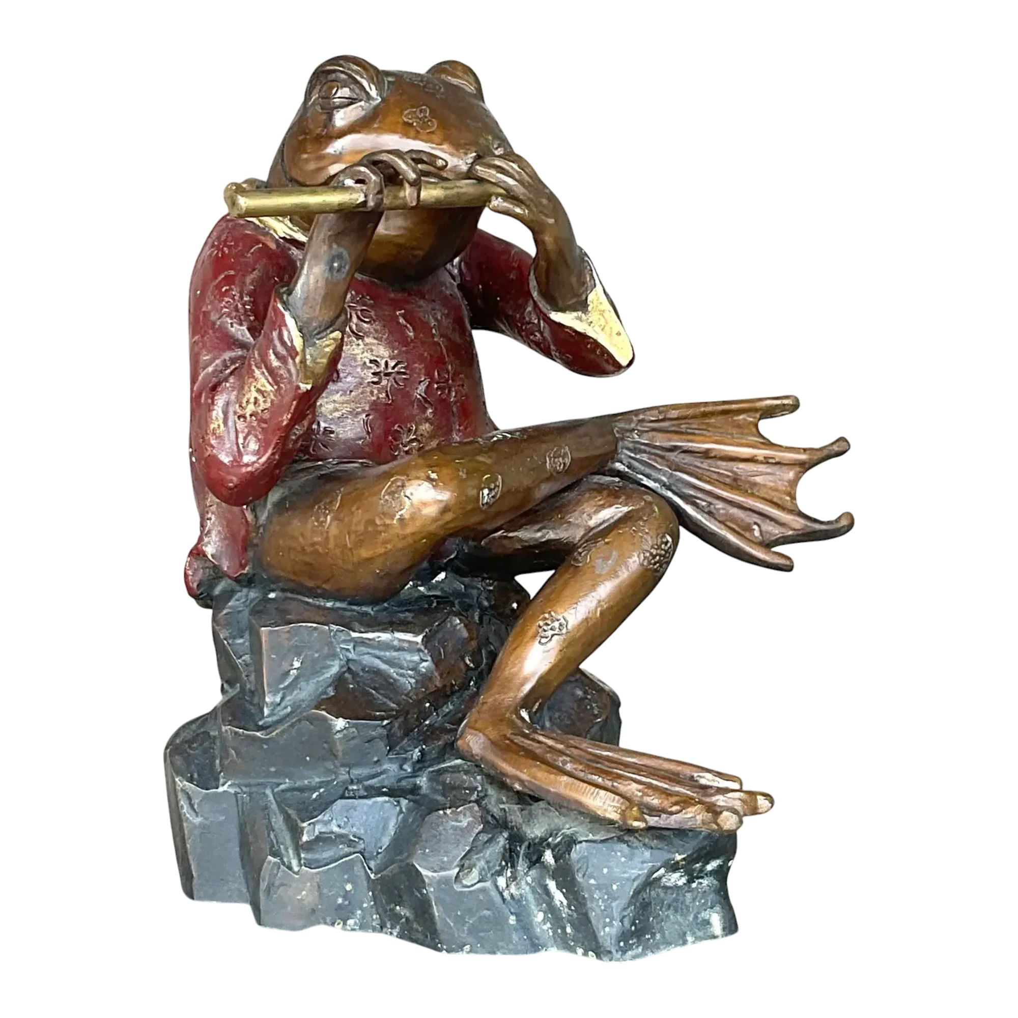 Vintage Boho Bronze Crossed Legged Frog