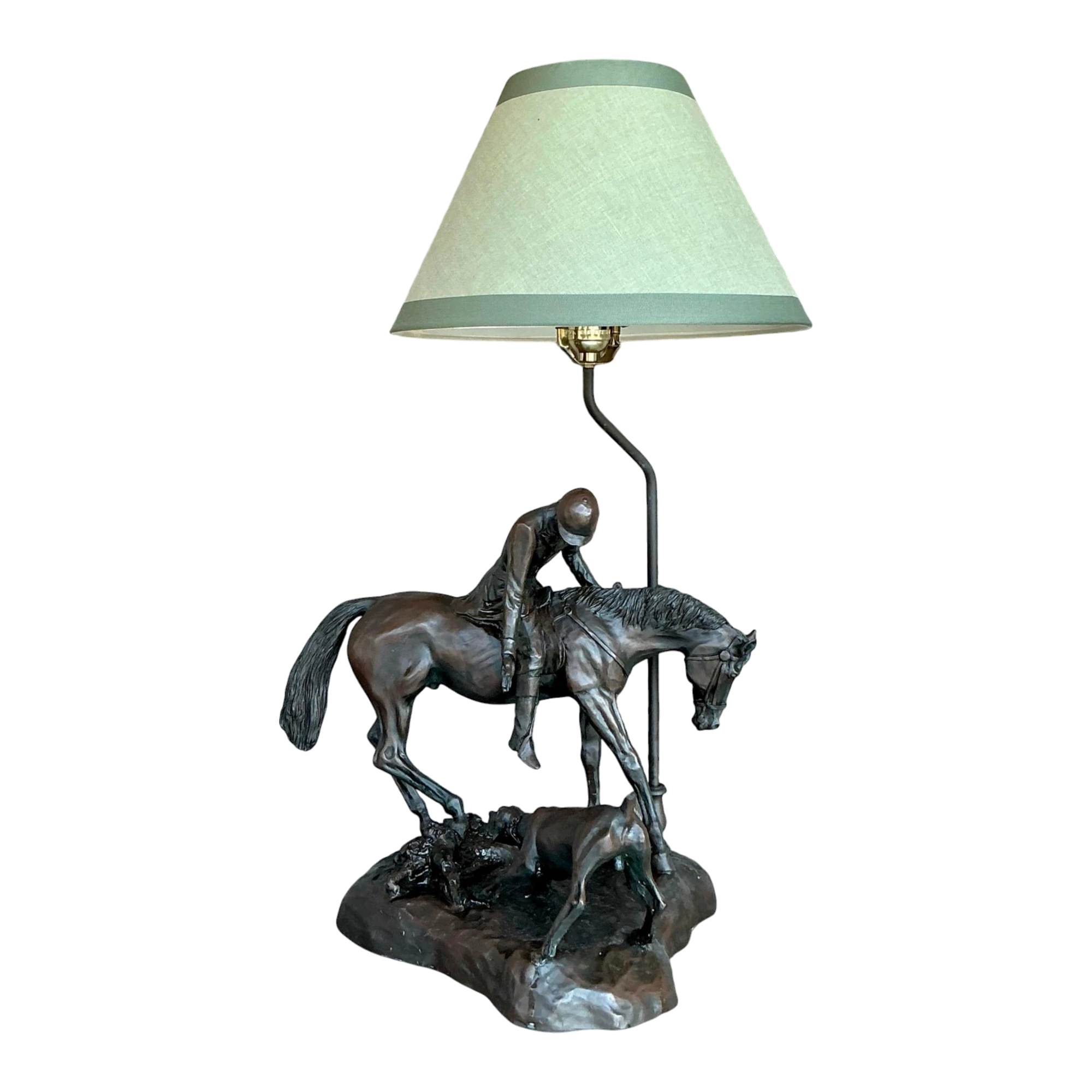 Vintage Boho Bronze Horse and Rider Lamp