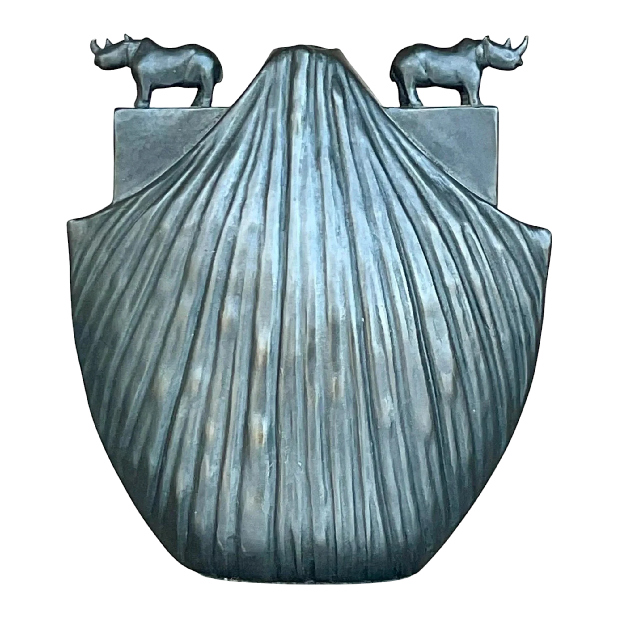 Vintage Boho Bronze Rhino Vase