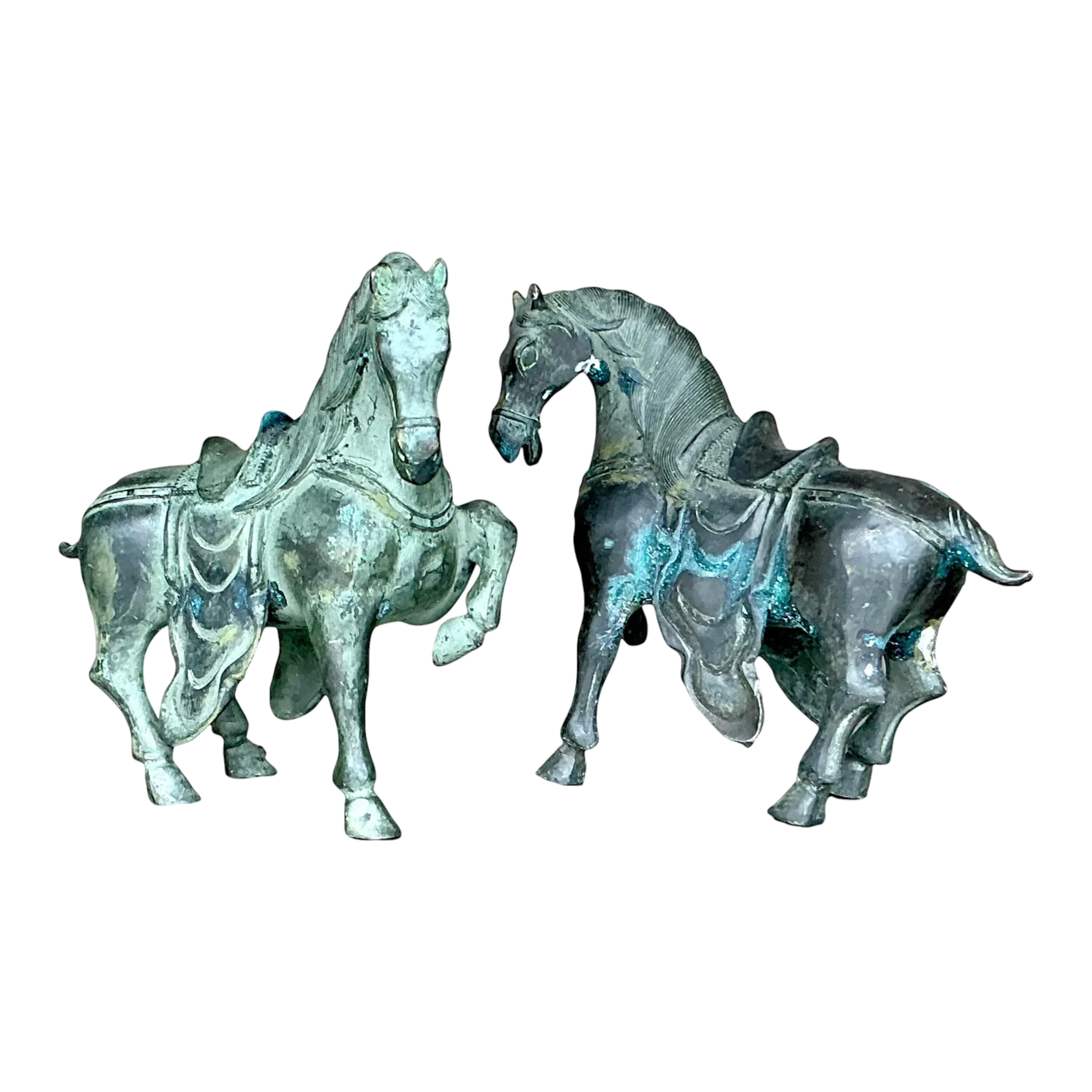 Vintage Boho Bronze Temple Horses - Set of 2
