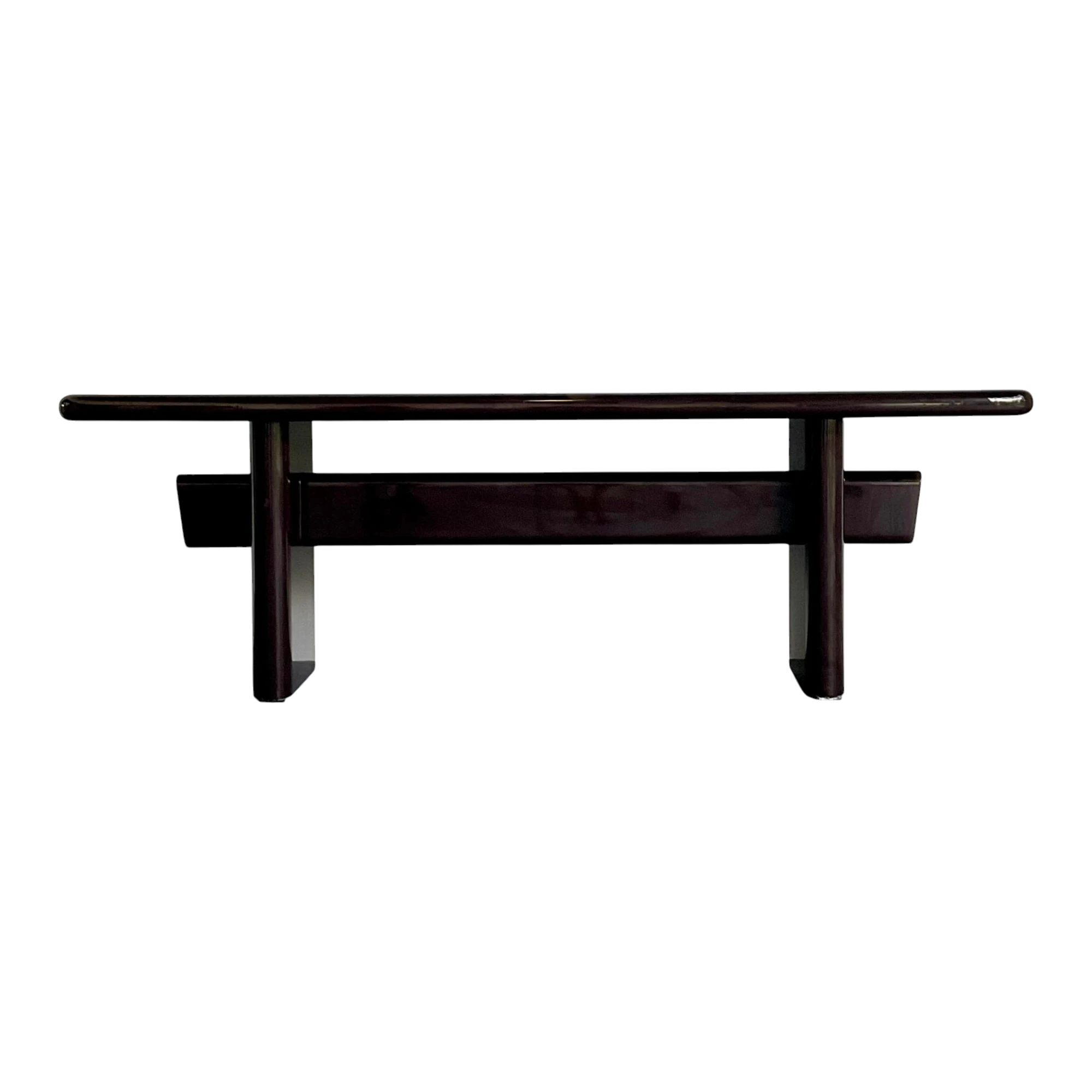 Vintage Boho Brown Lacquered Console Table
