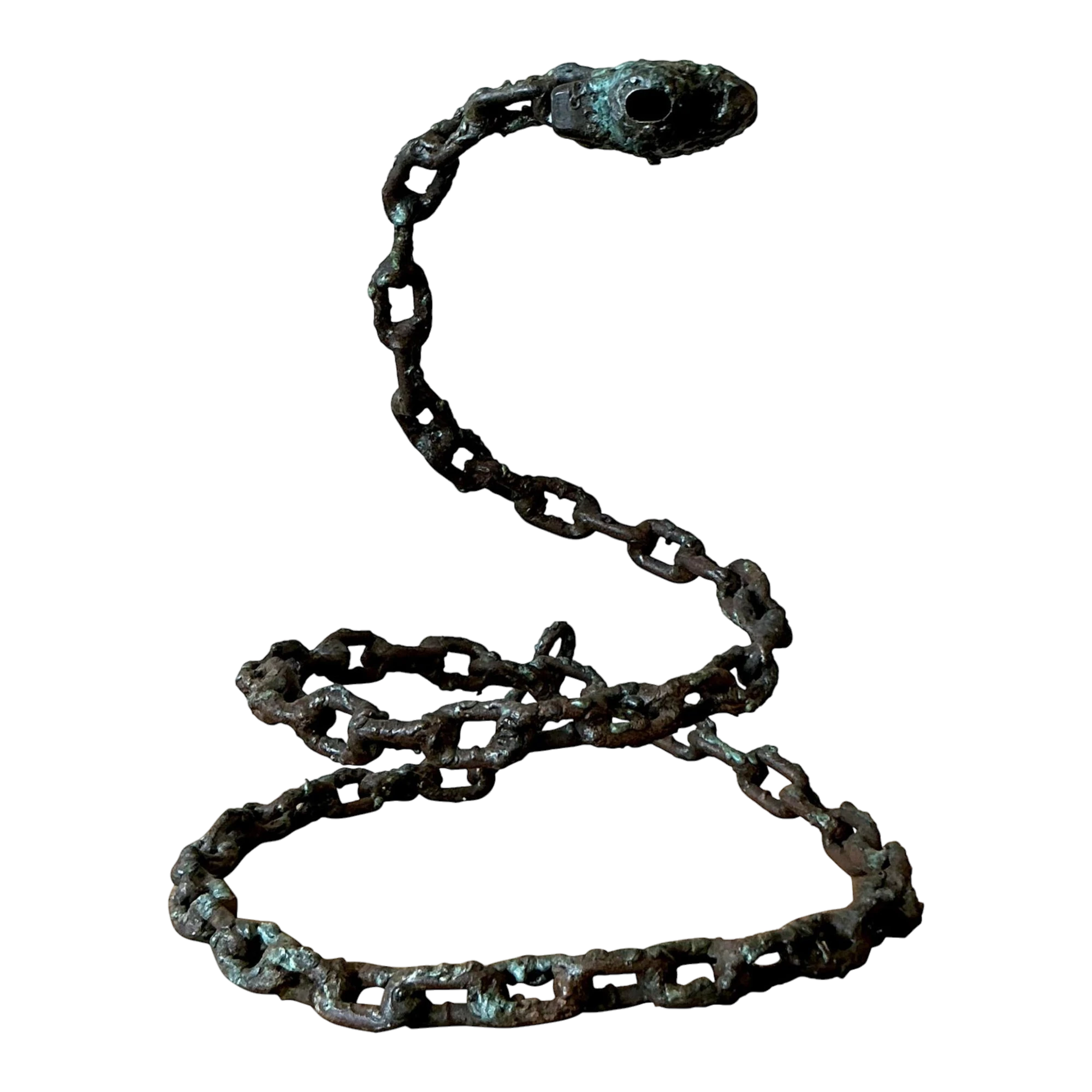 Vintage Boho Brutalist Chain Link Snake Sculpture