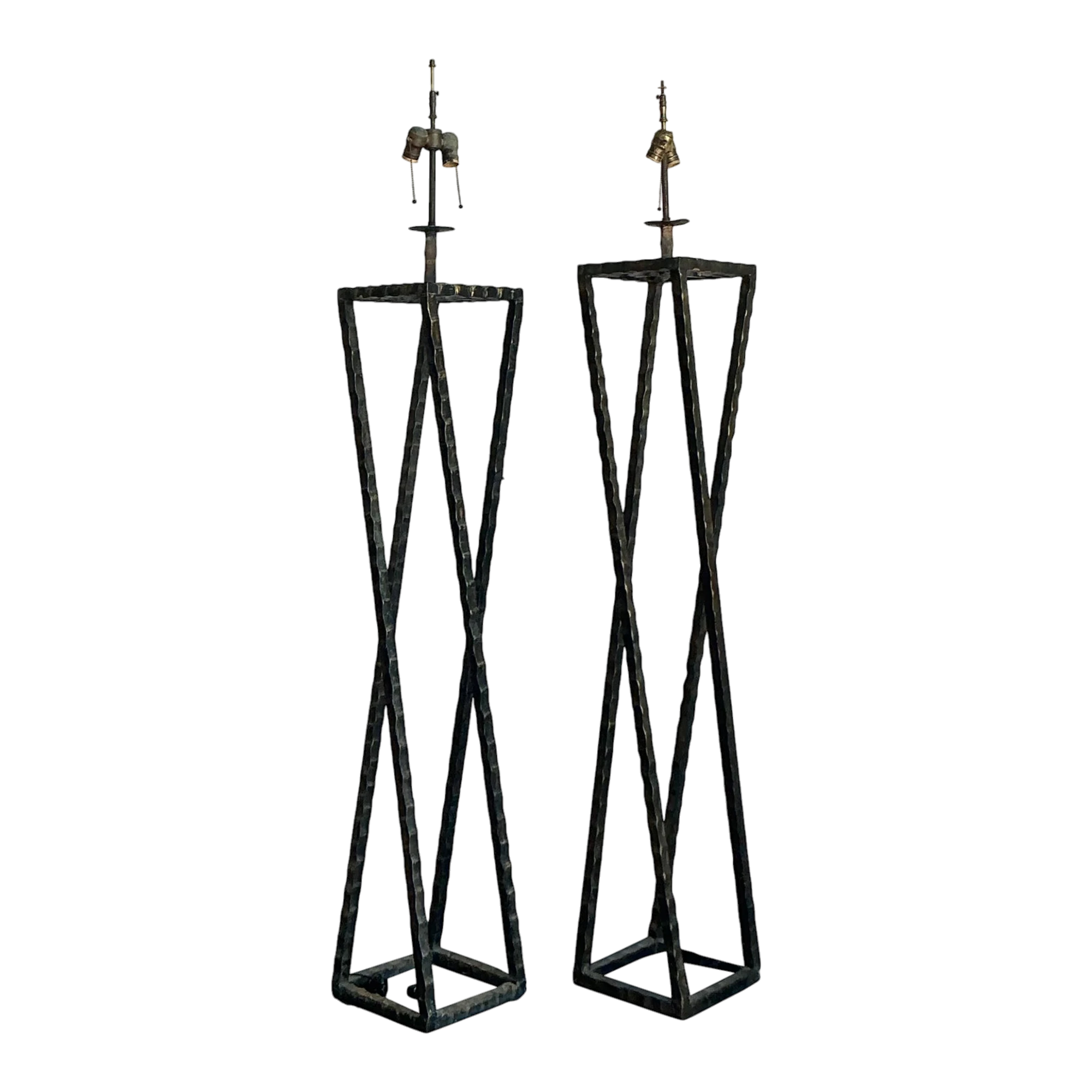 Vintage Boho Brutalist Floor Lamps - Set of 2
