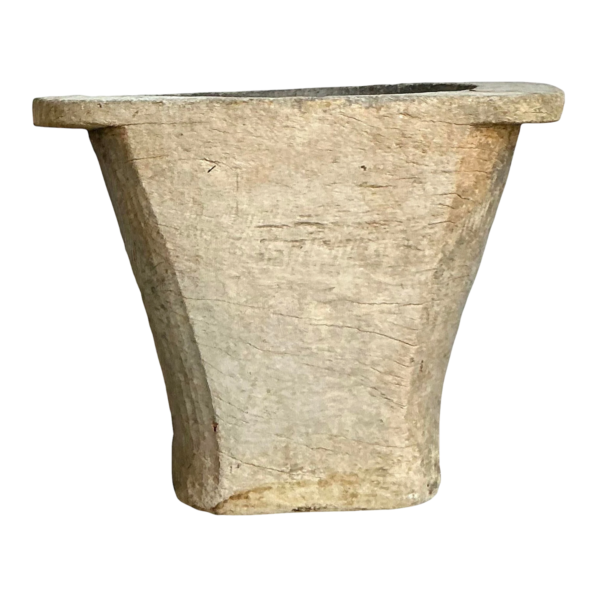 Vintage Boho Carved Coconut Trunk Planter