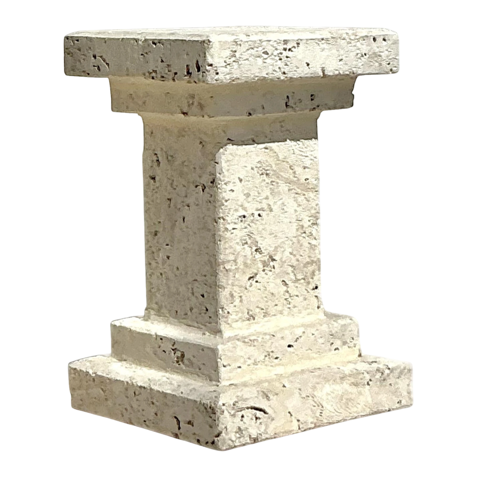 Vintage Boho Carved Coquina Pedestal