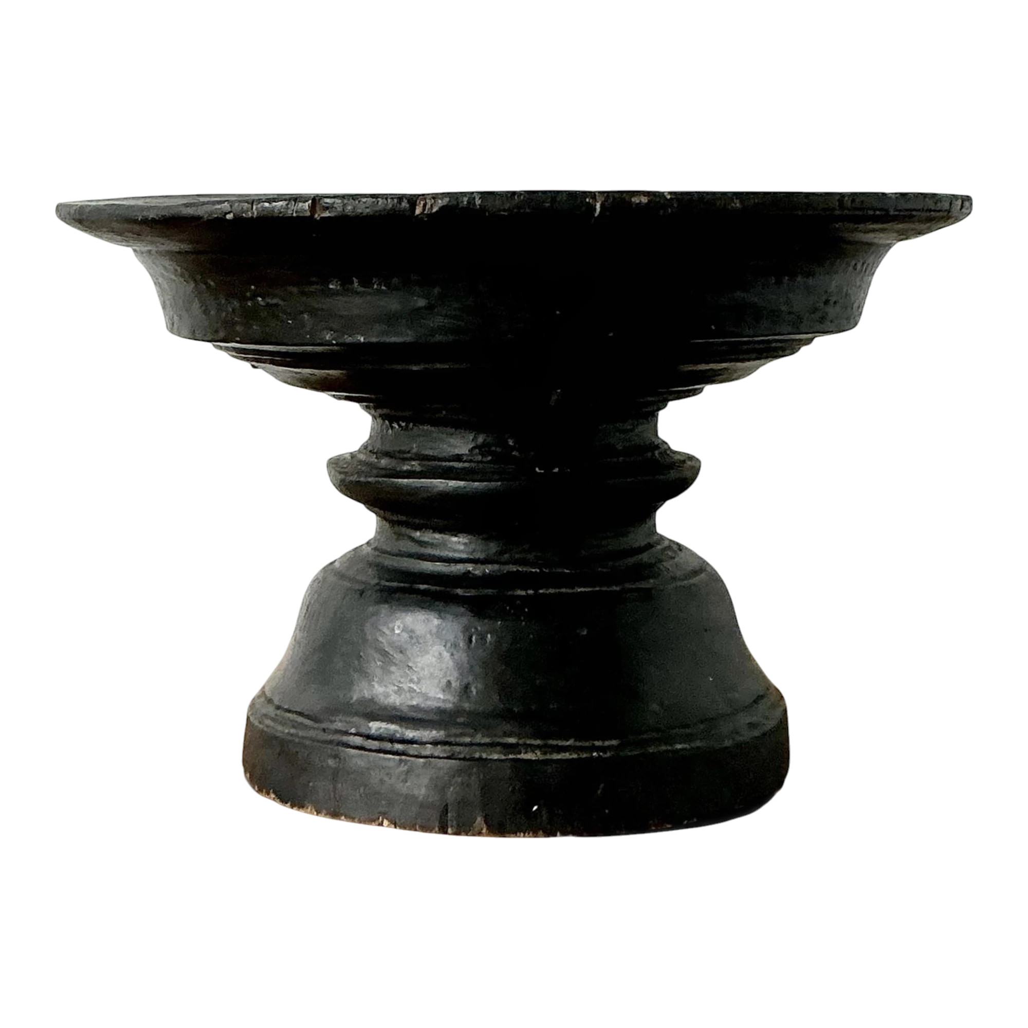 Vintage Boho Carved Wood Decorative Pedestal Bowl