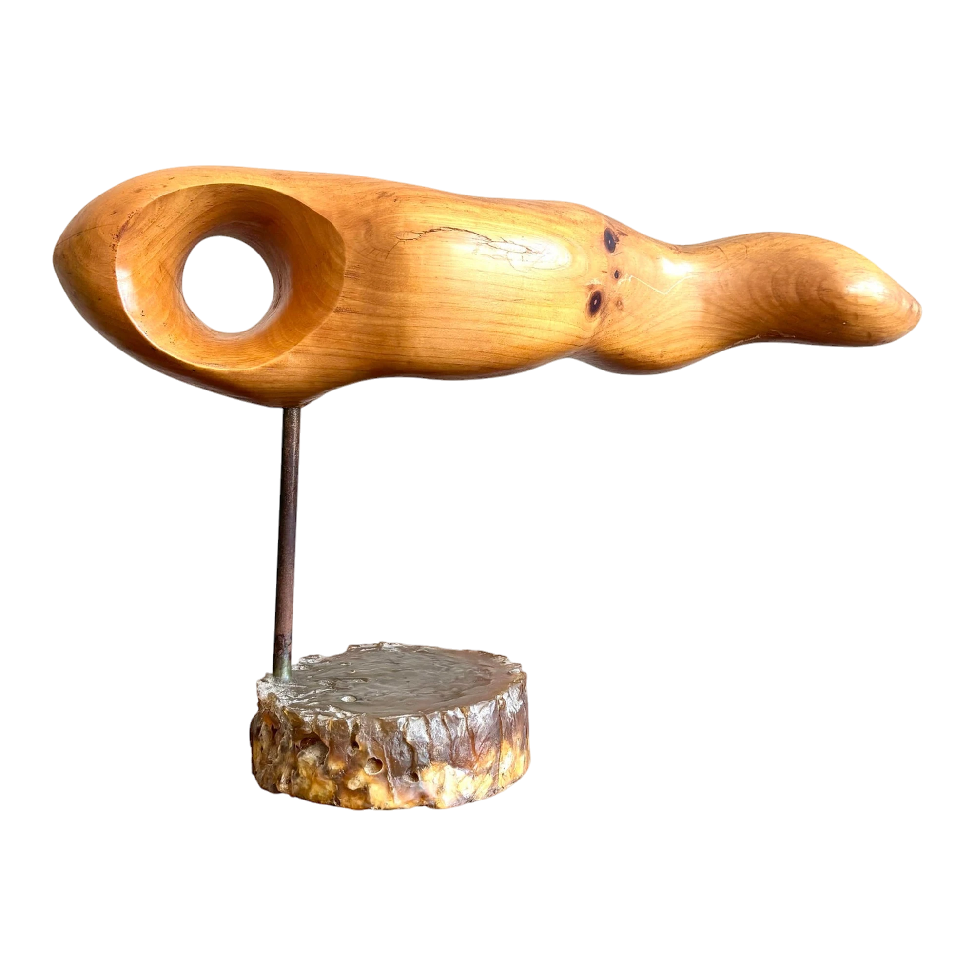 Vintage Boho Carved Wood Sculpture