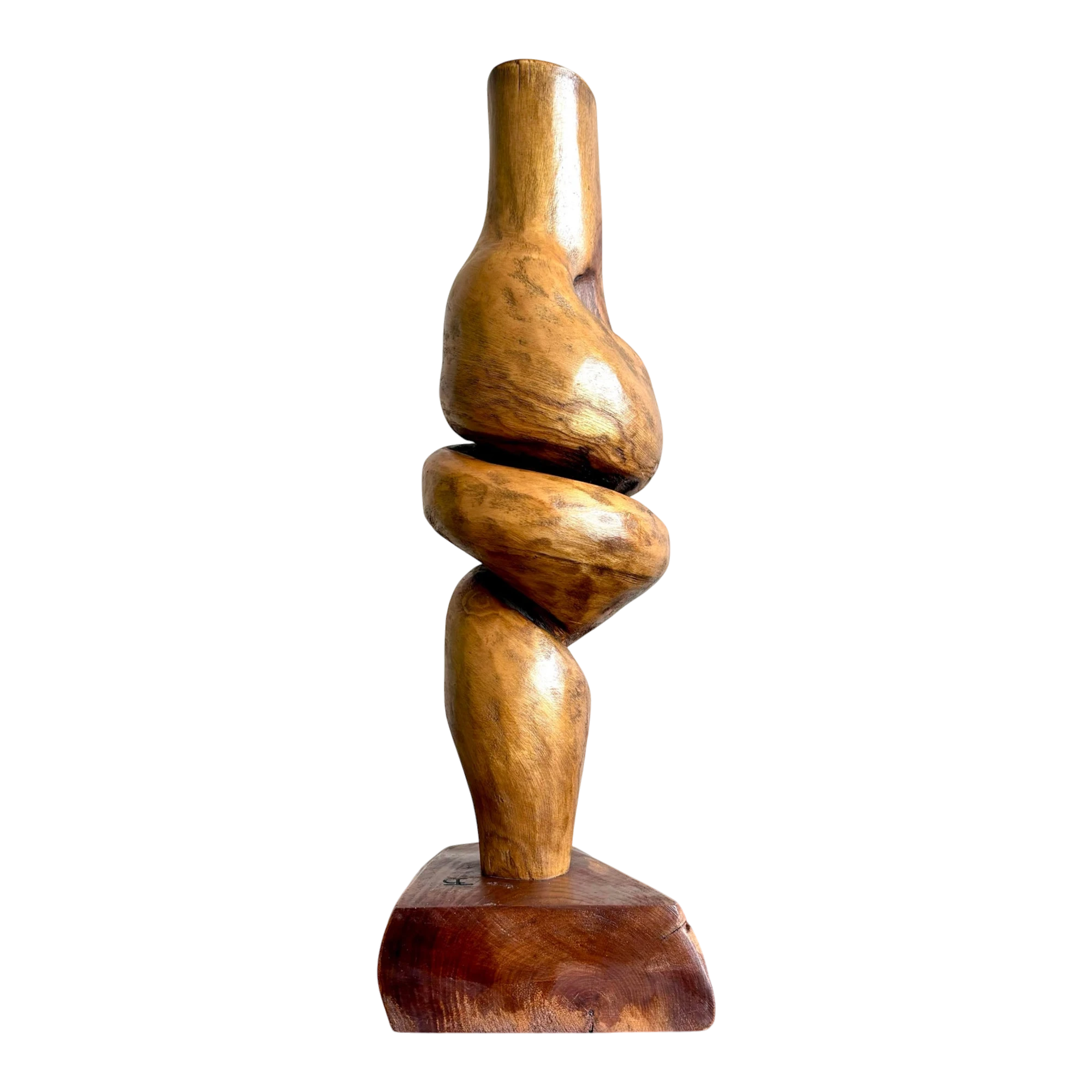 Vintage Boho Carved Wooden Twist Sculpture