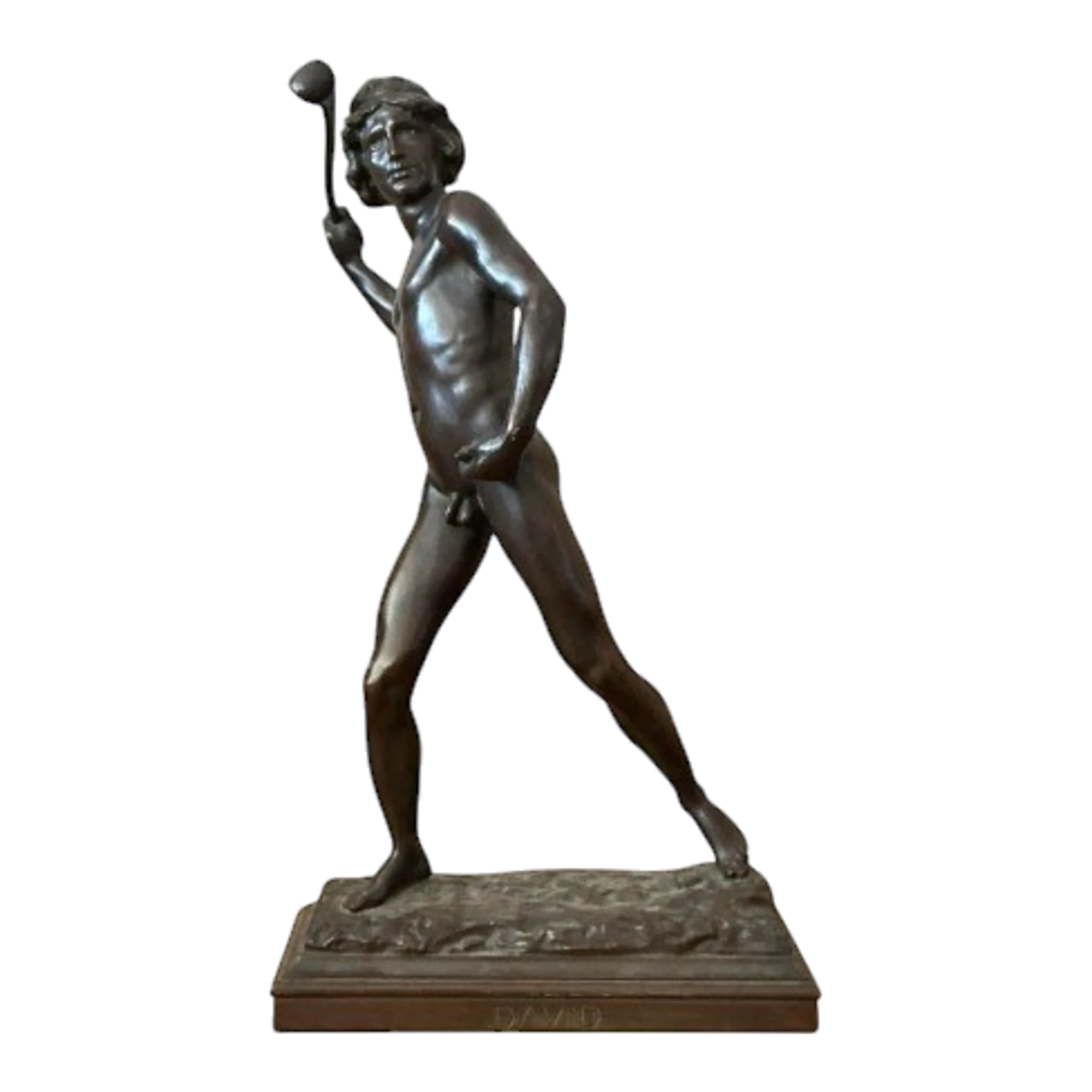 Vintage Boho Cast Bronze Figure of David