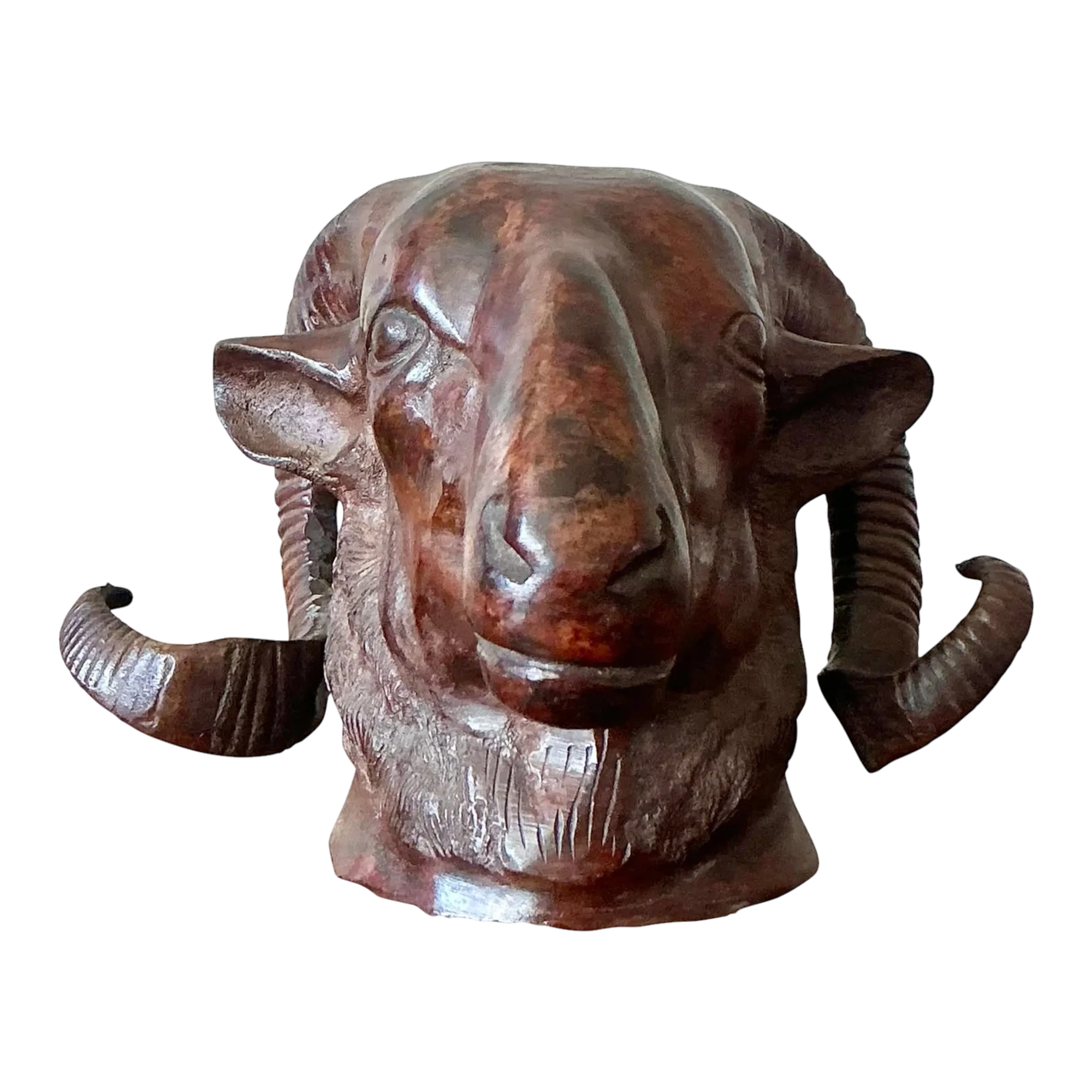 Vintage Boho Cast Bronze Rams Head