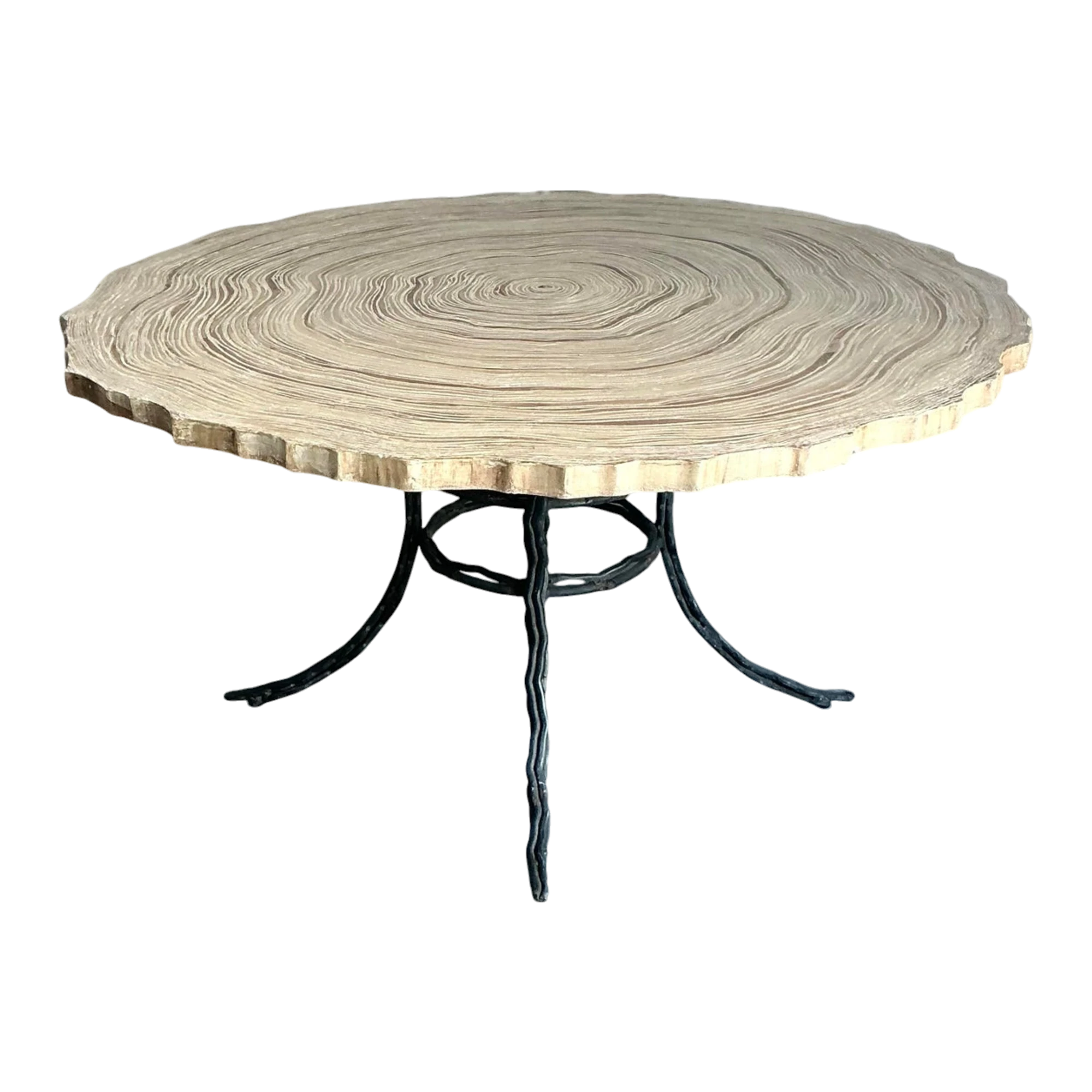 Vintage Boho Cast Concrete Tree Slab Table