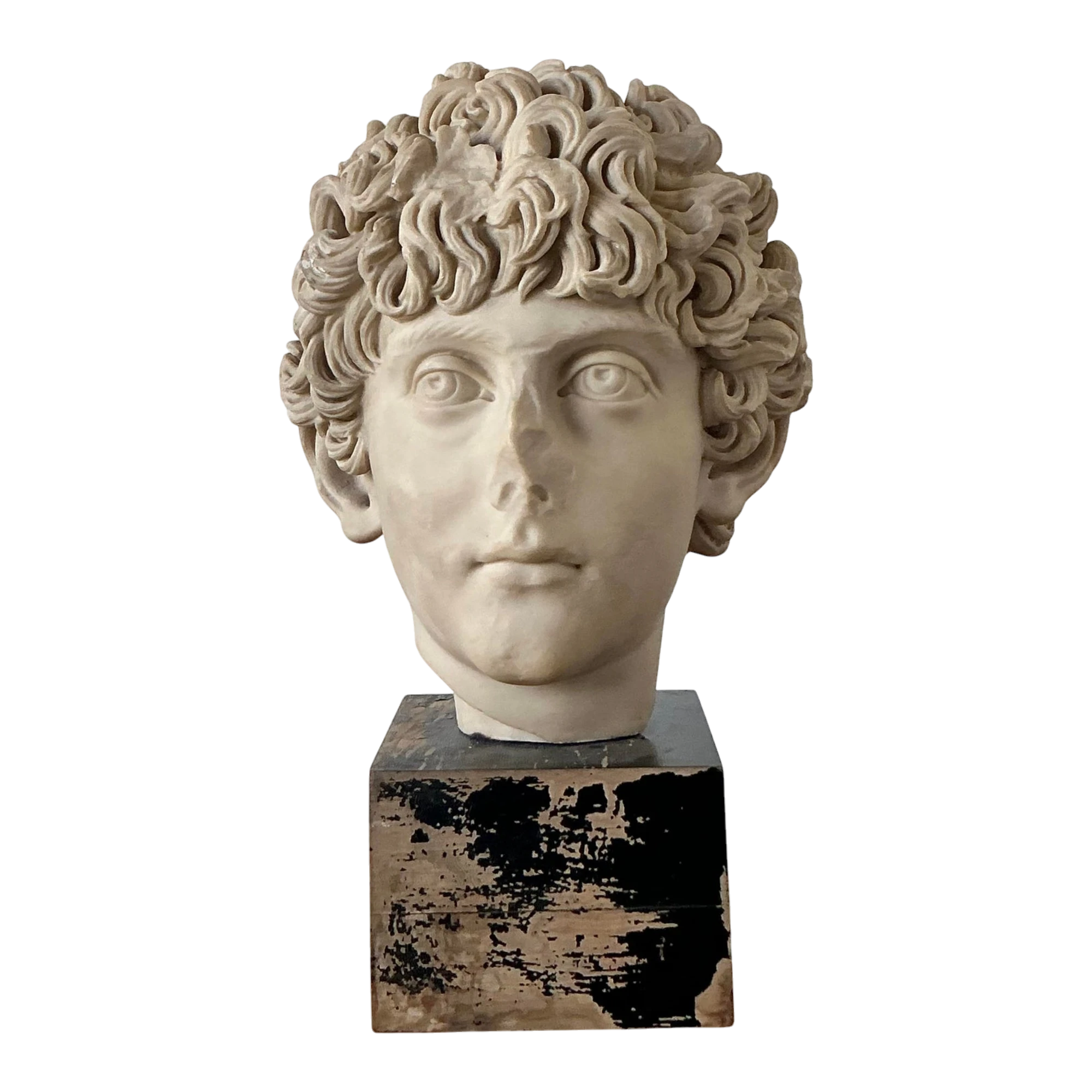 Vintage Boho Cast Marble Bust of Marcus Aurelius