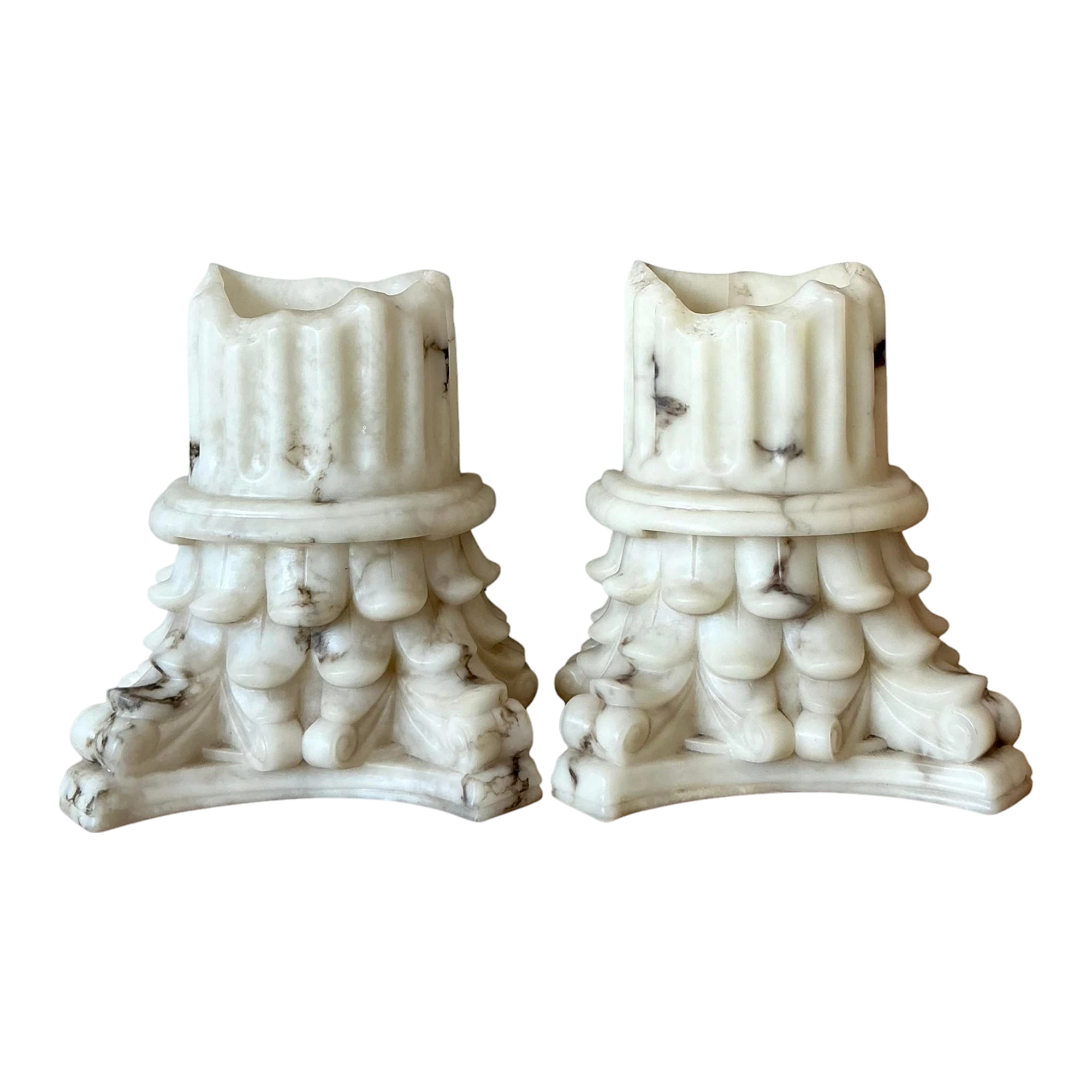 Vintage Boho Cast Resin Column Sconce - A Pair