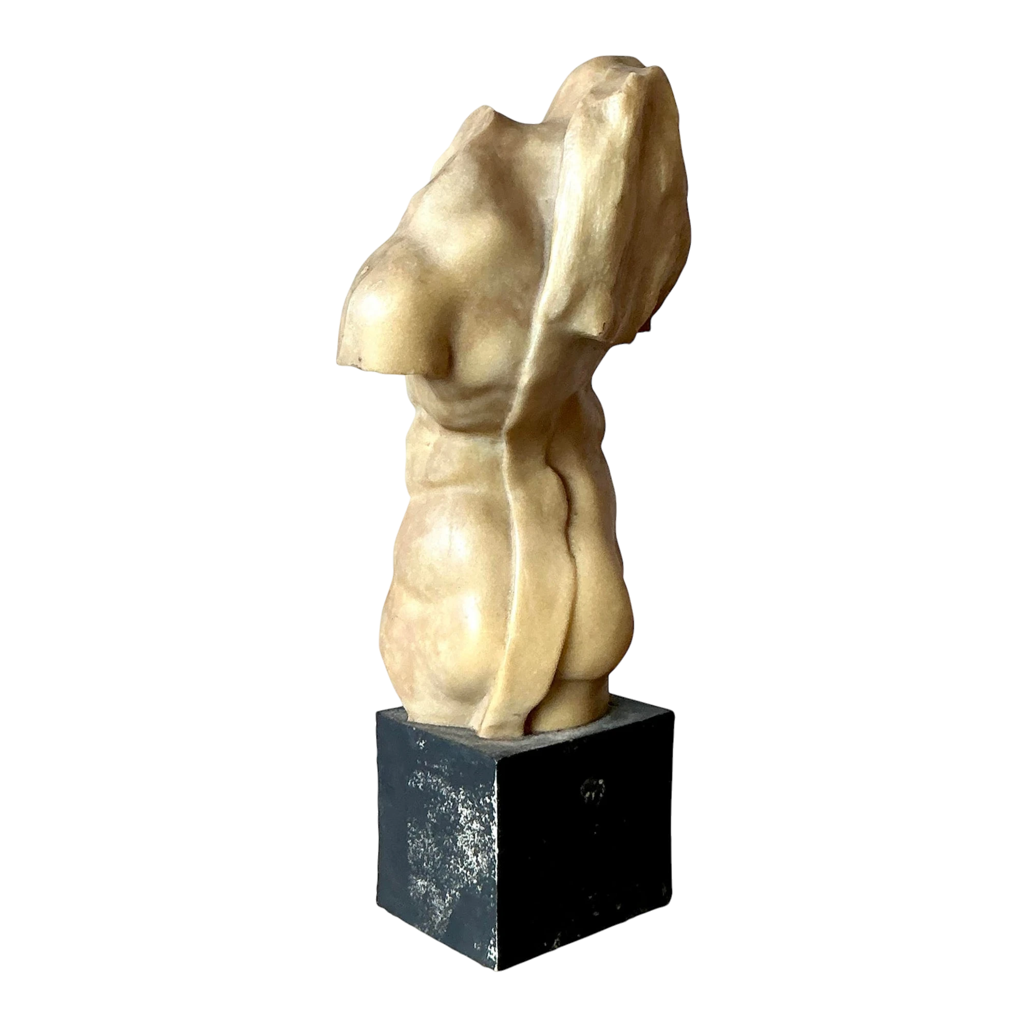 Vintage Boho Cast Resin Sculpture of Man