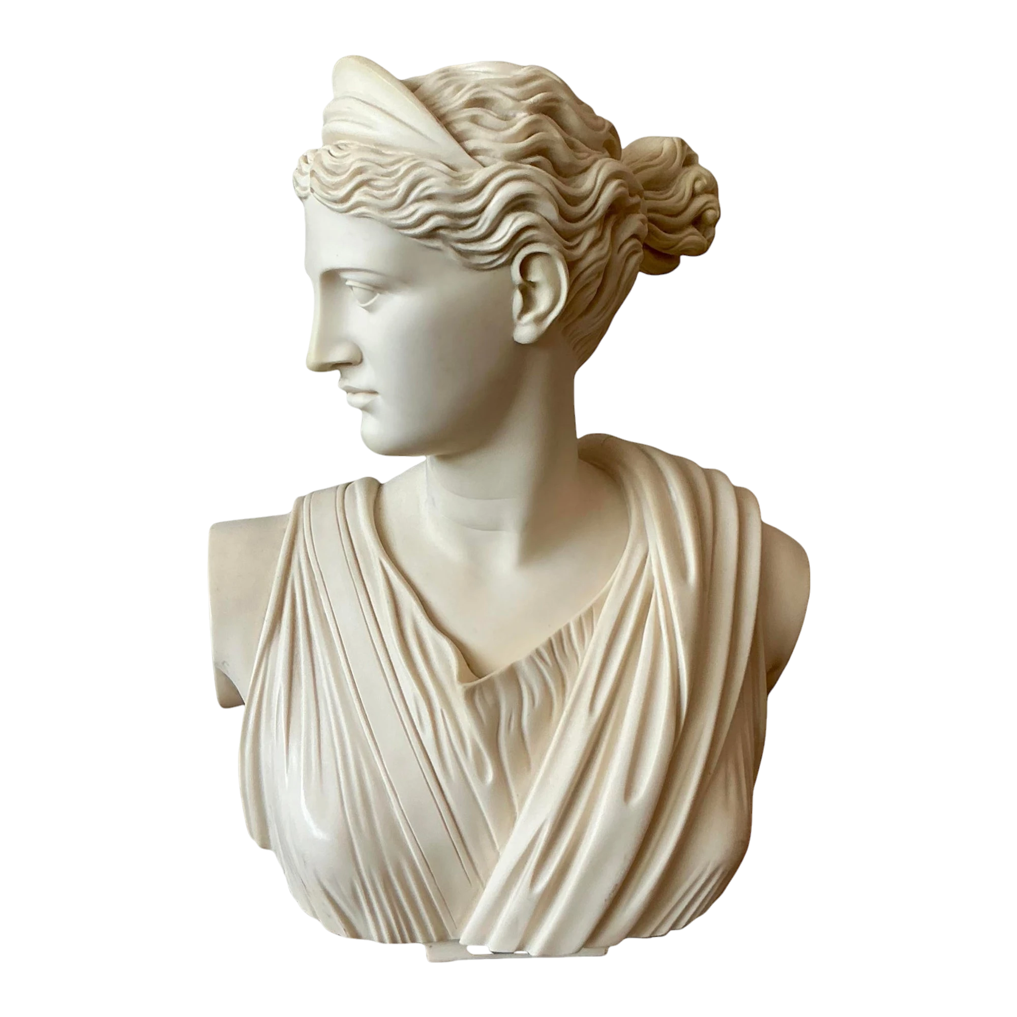 Vintage Boho Cast Stone Bust of Artemis Diana — additional photo 1