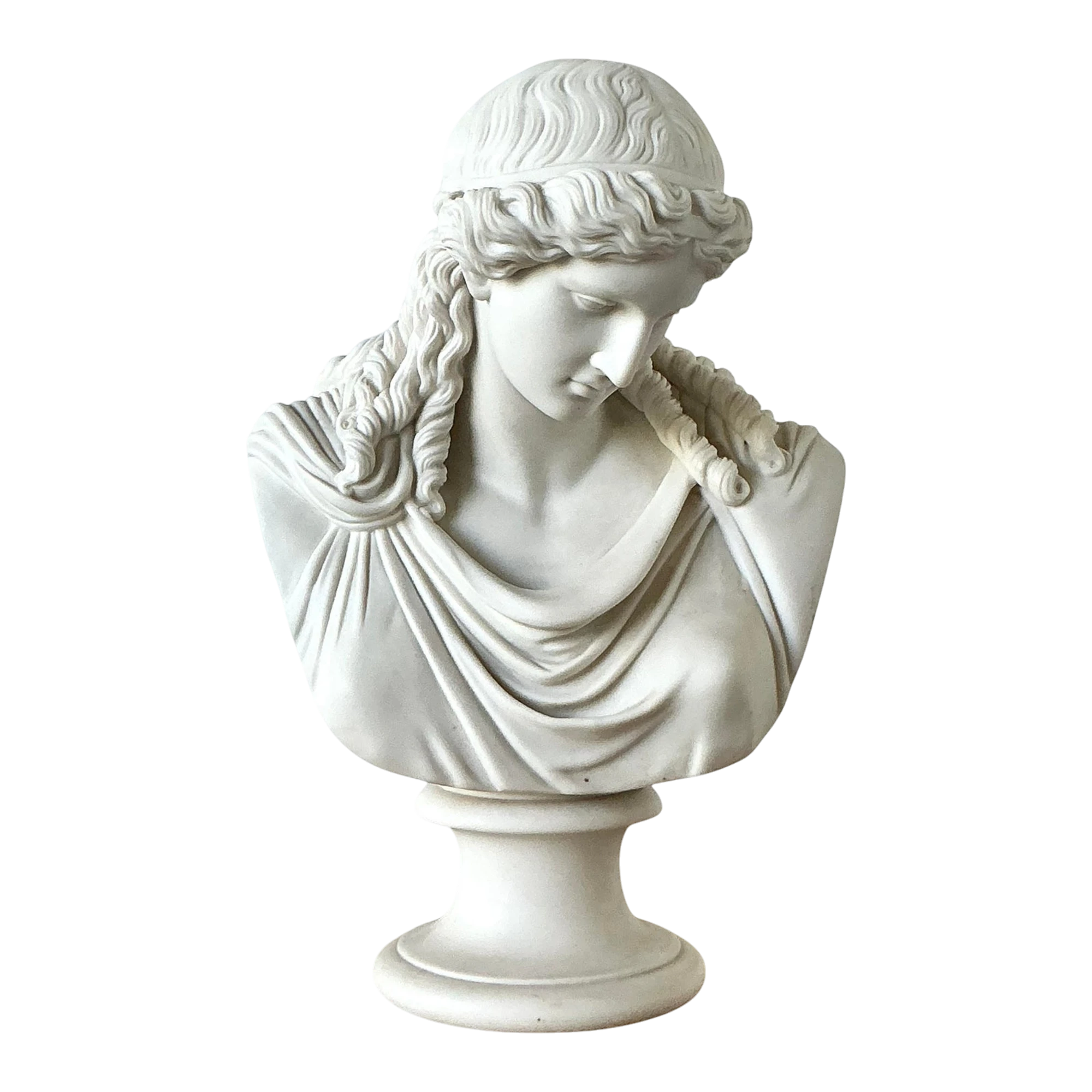 Vintage Boho Ceramic Bust of Goddess of Peace