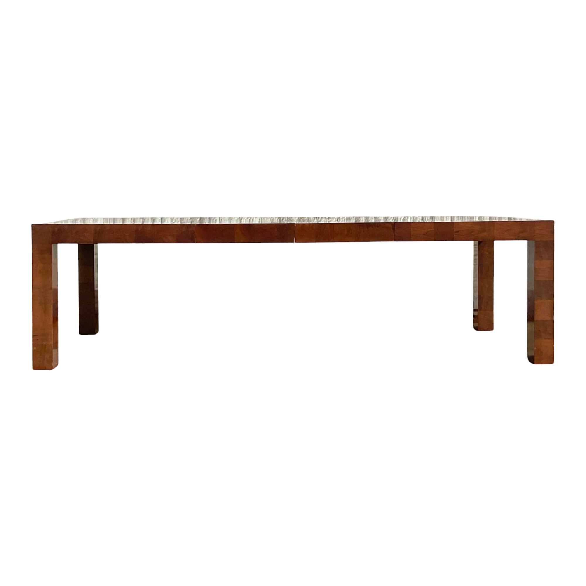 Vintage Boho Checkerboard Burl Wood Dining Table After Thayer Coggin