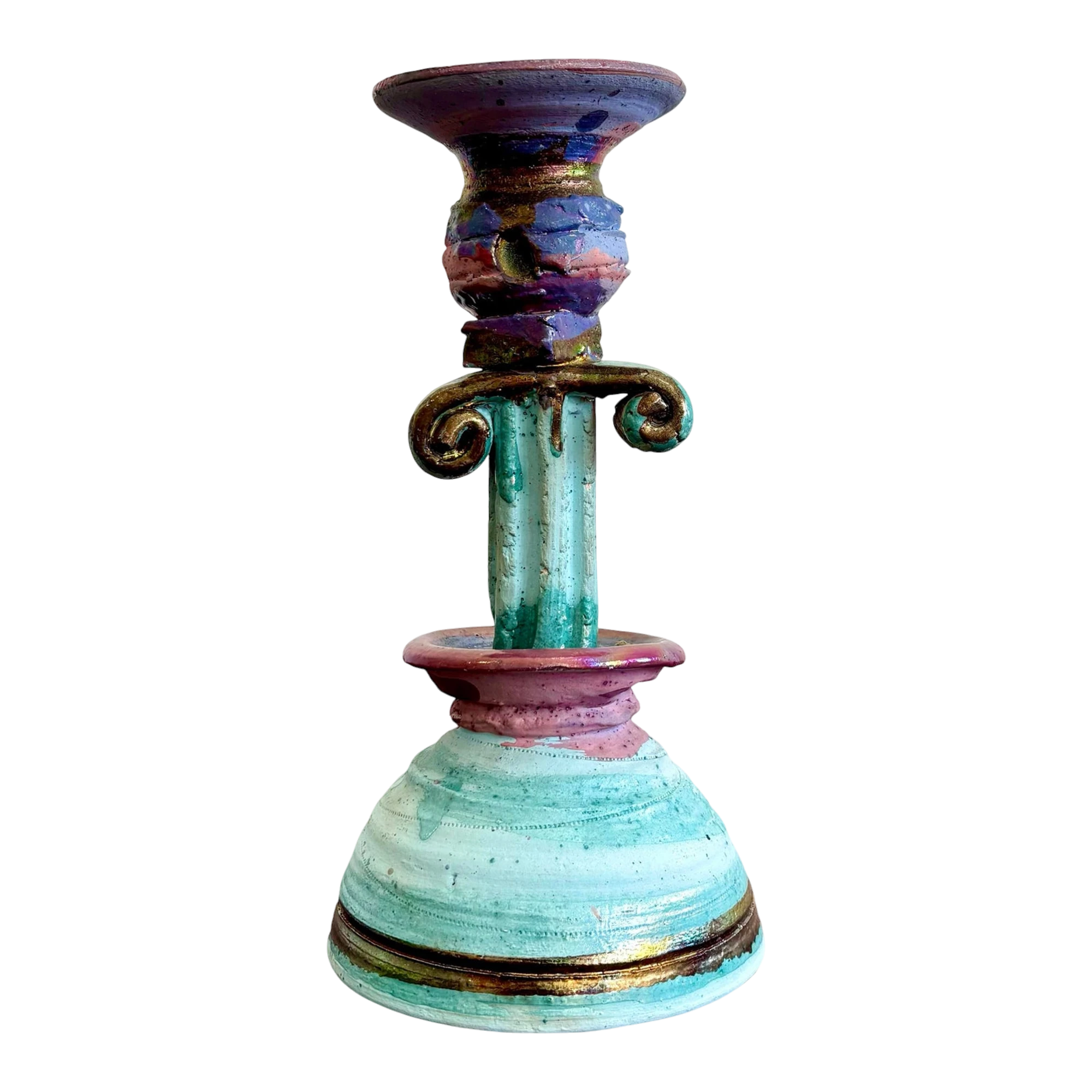 Vintage Boho Chic Studio Pottery Candlestick
