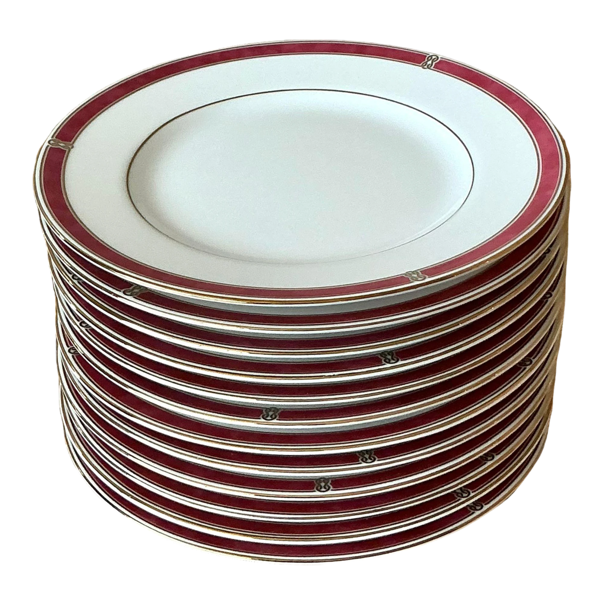 Vintage Boho Christofle "Oceana Red" Salad Plates - Set of 12