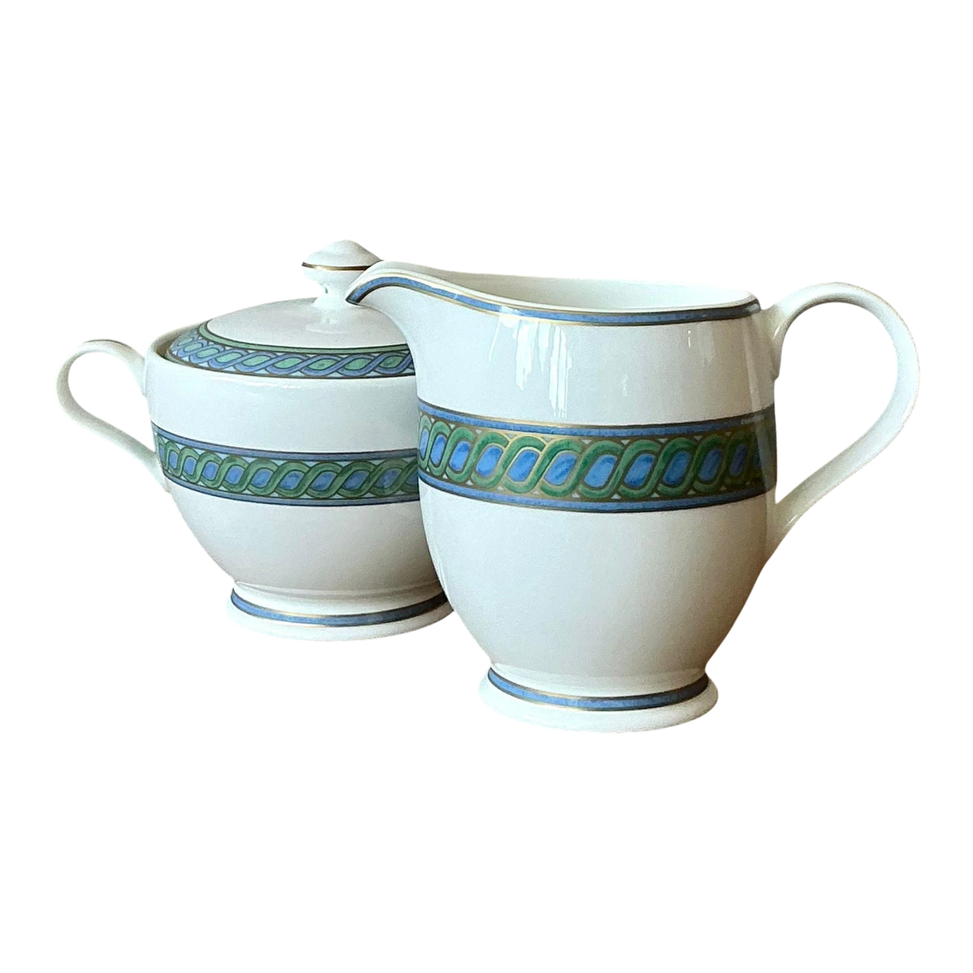 Vintage Boho Christofle "Torsada" Creamer & Lidded Sugar Bowl - A Pair