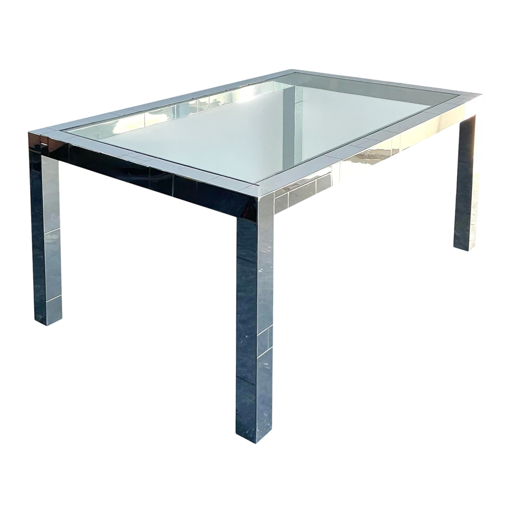 Vintage Boho Chrome Cityscape Dining Table After Paul Evans