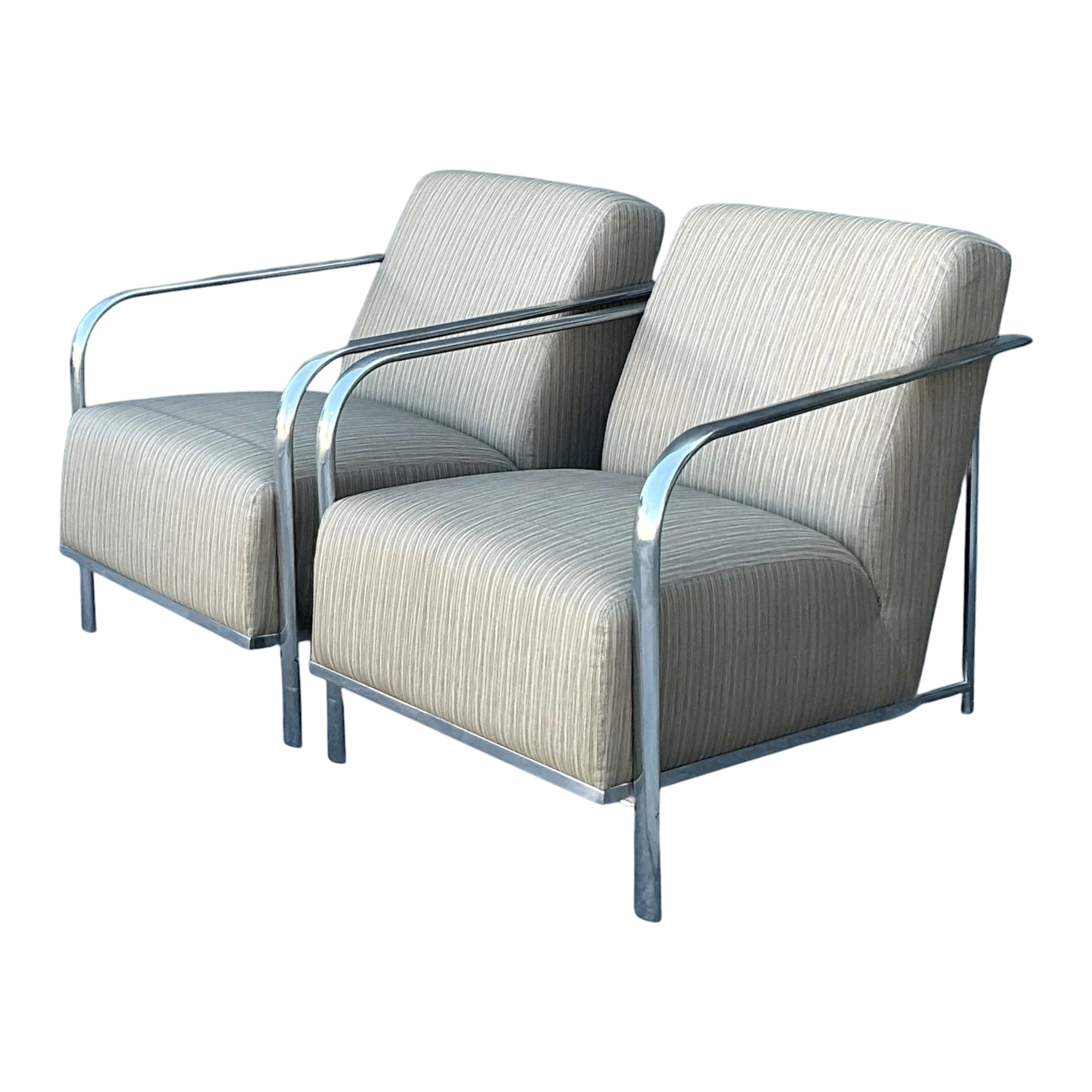 Vintage Boho Chrome Frame Lounge Chairs - A Pair