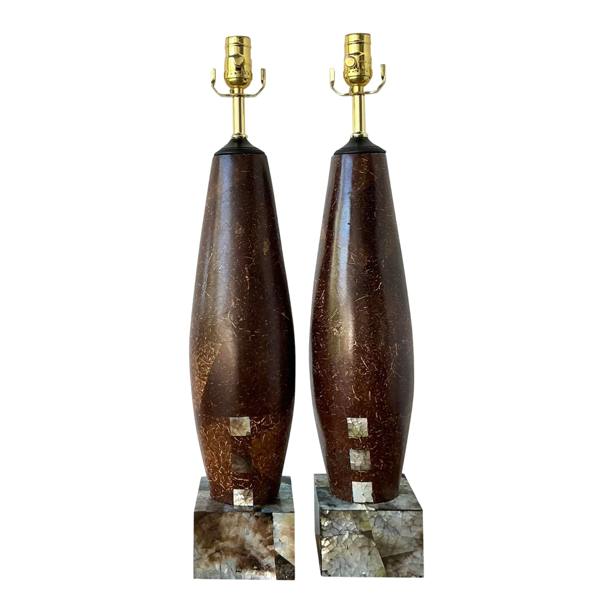 Vintage Boho Coconut Shell Lamps - A Pair