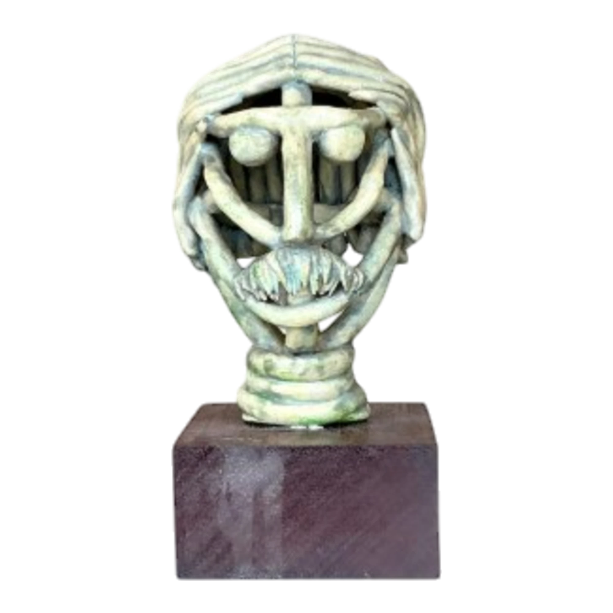 Vintage Boho Coiled Clay Bust Of Man