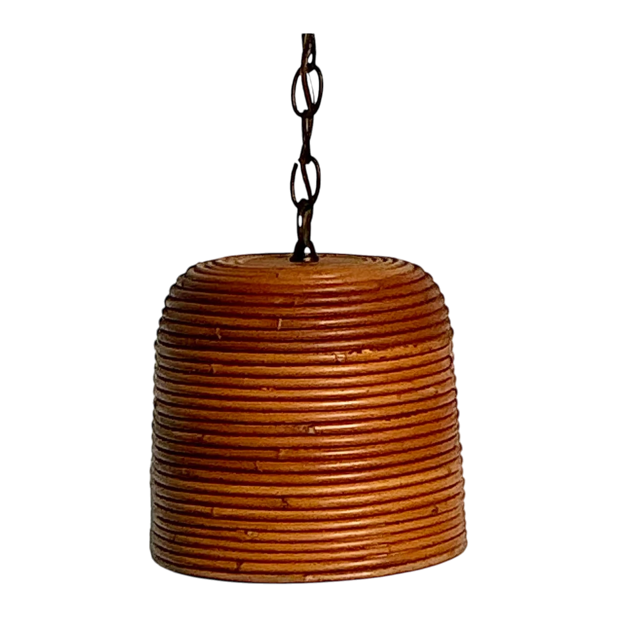 Vintage Boho Coiled Pencil Reed Hanging Light Pendant