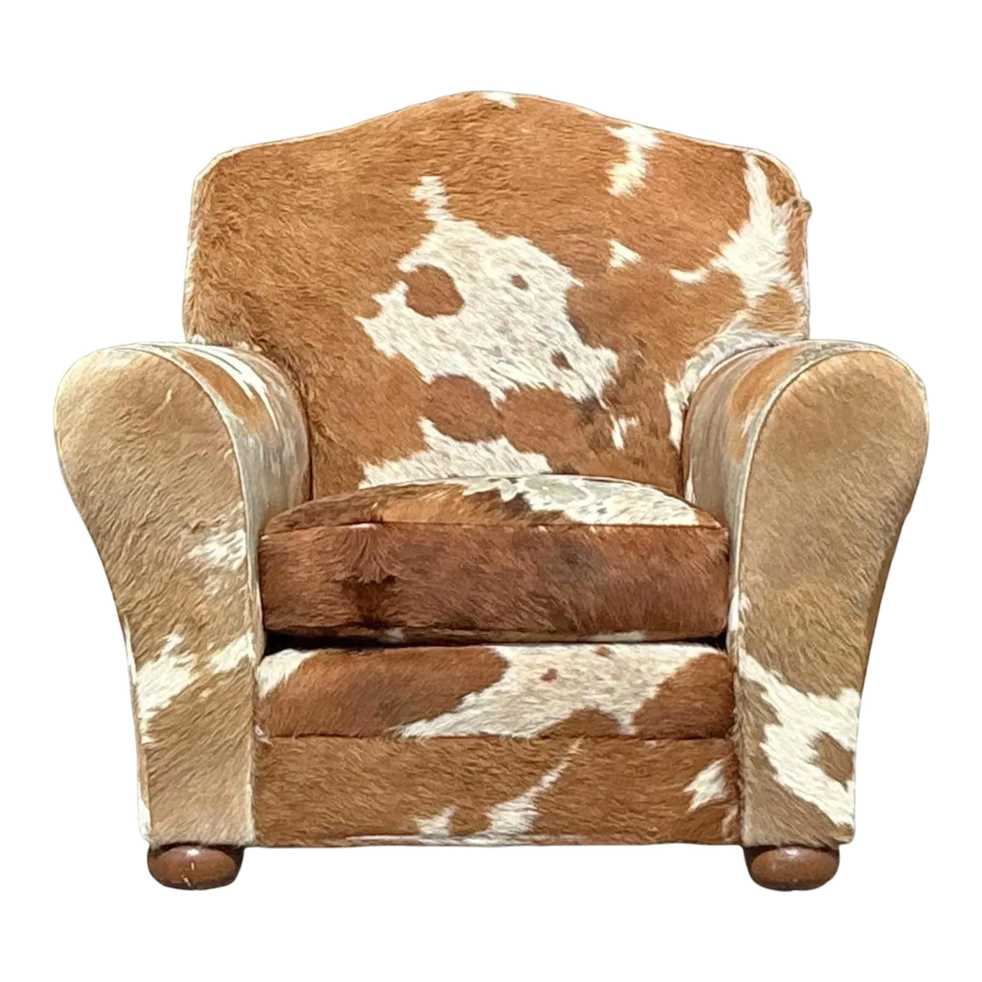 Vintage Boho Cowhide Roll Arm Lounge Chair