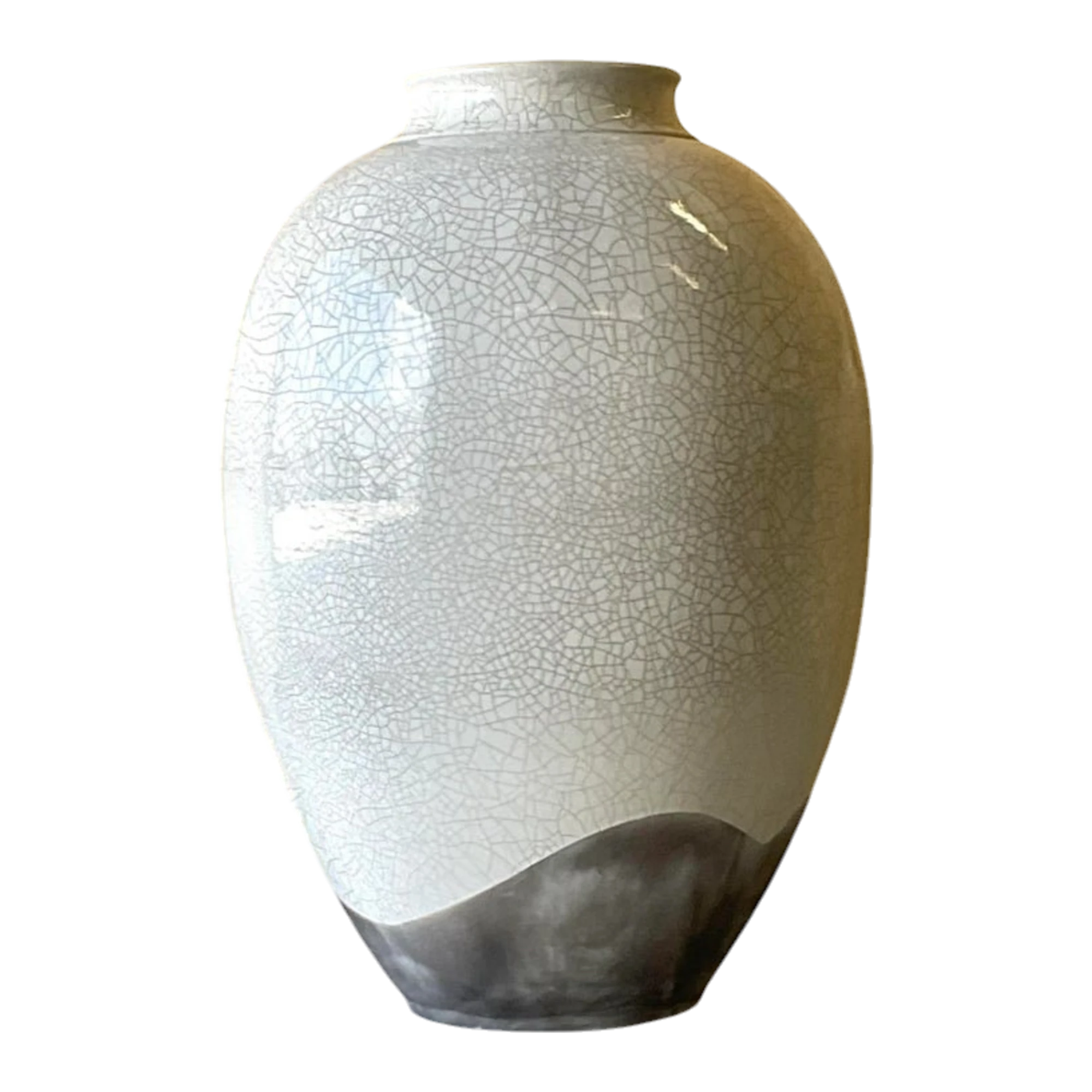 Vintage Boho Crackle Glaze Raku Floor Vase