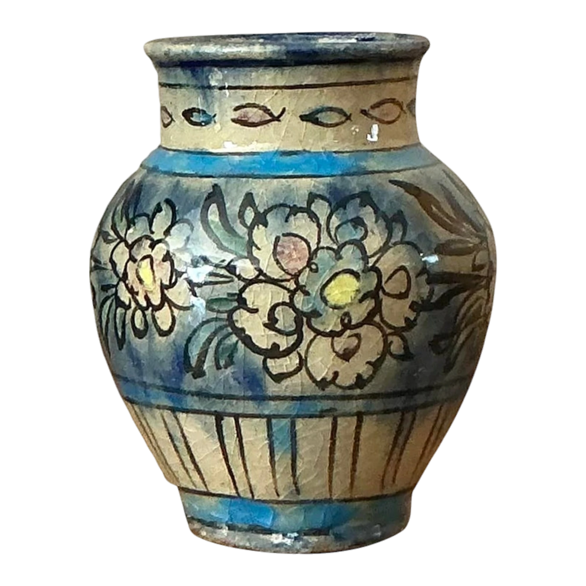 Vintage Boho Crackle Glaze Vase