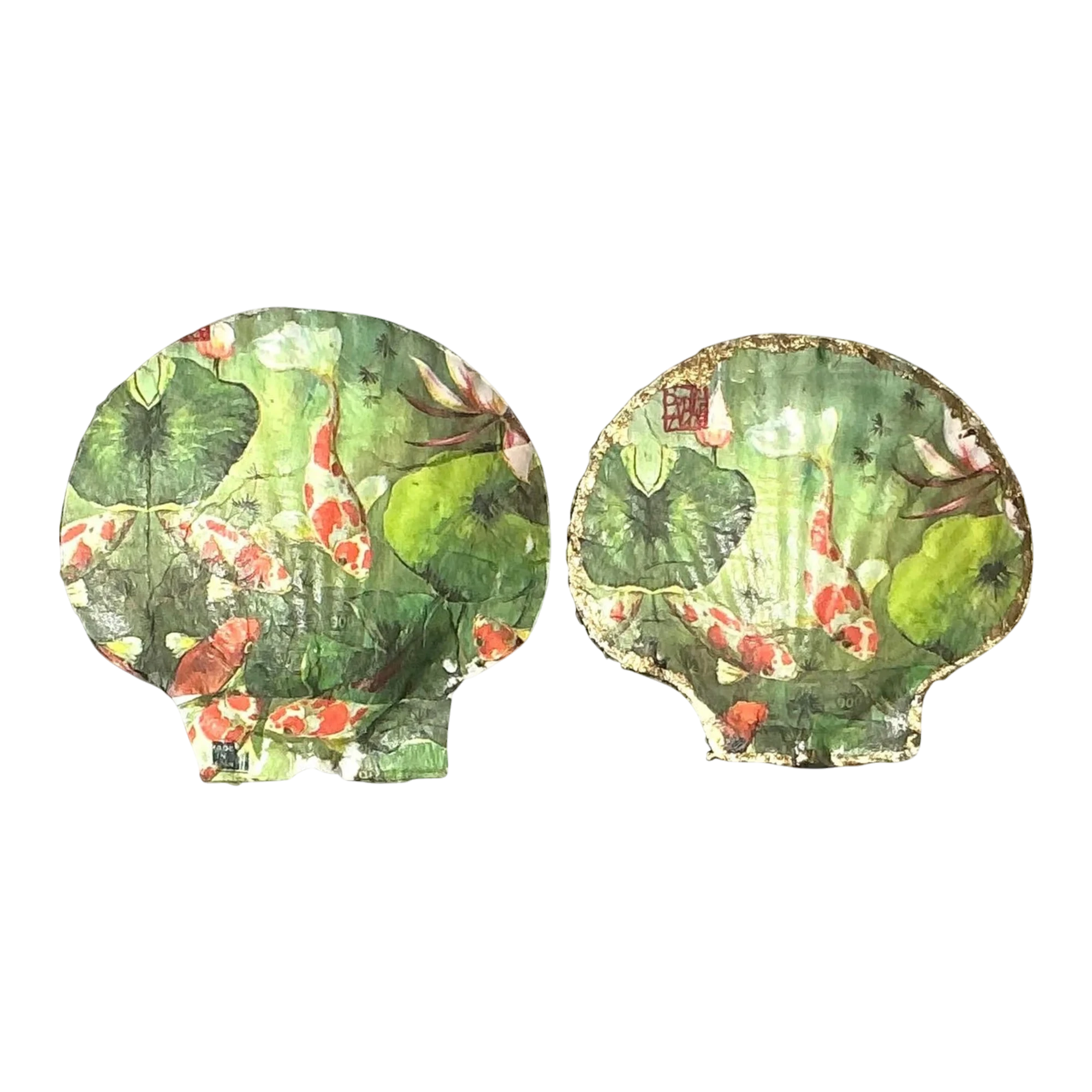Vintage Boho Decoupage Oyster Shells - Set of 2