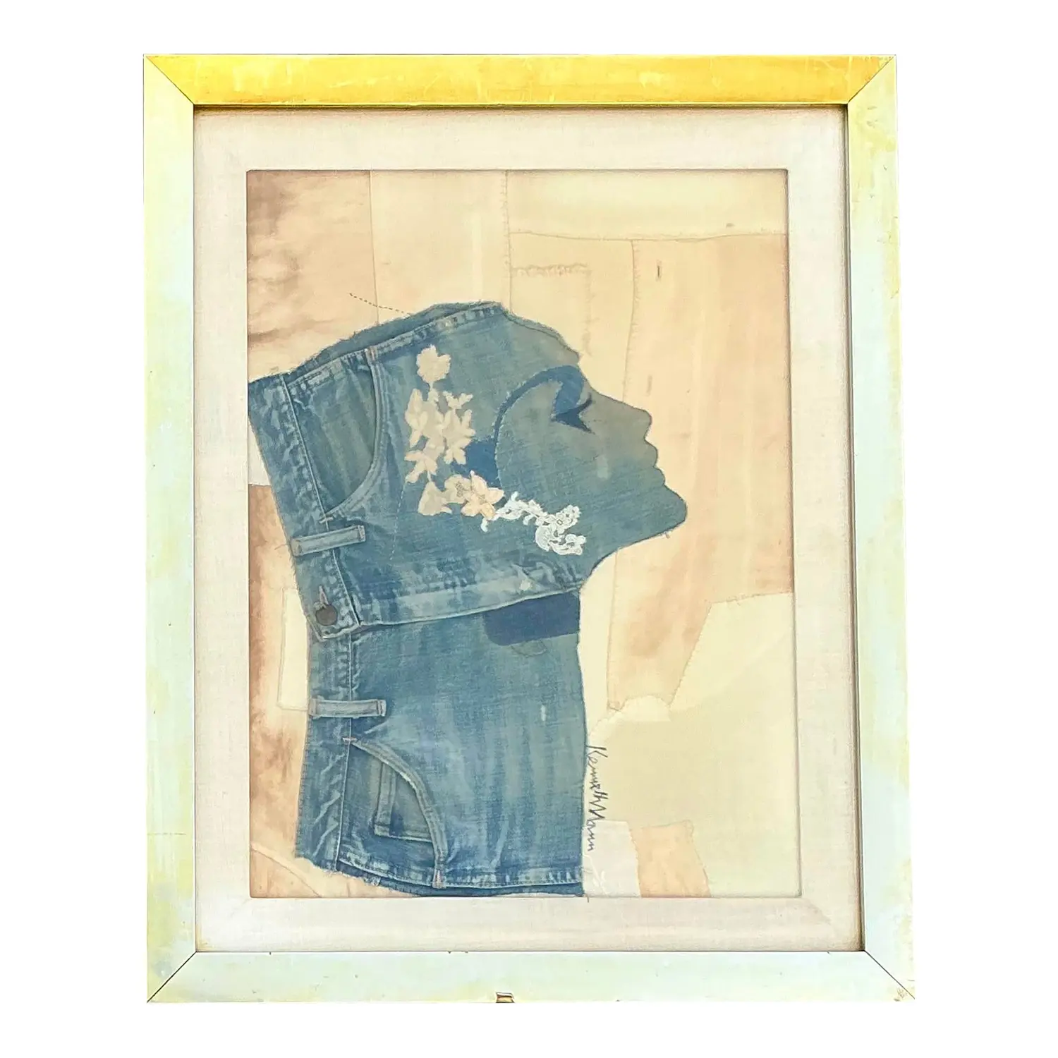Vintage Boho Denim Collage Portrait