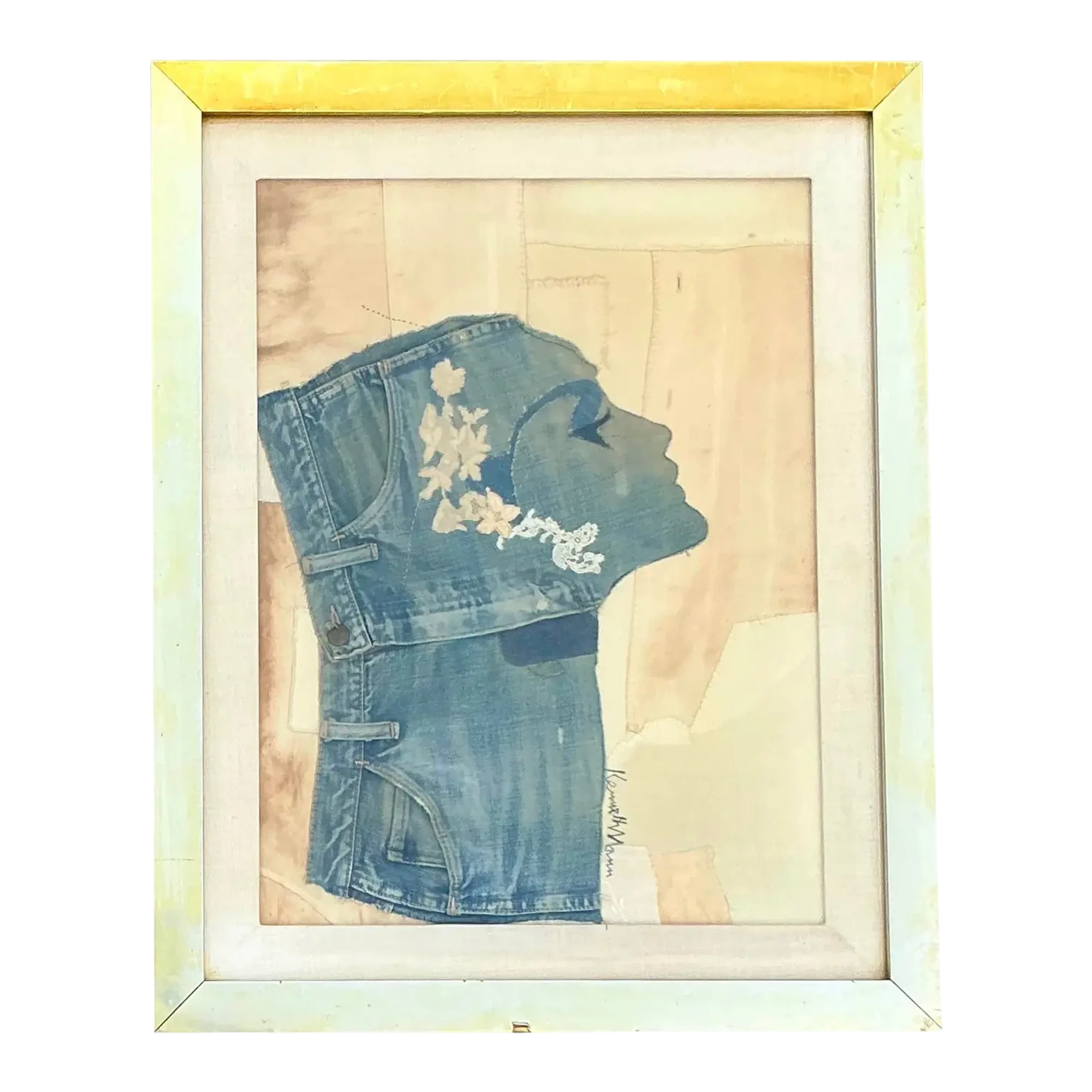 Vintage Boho Denim Collage Portrait