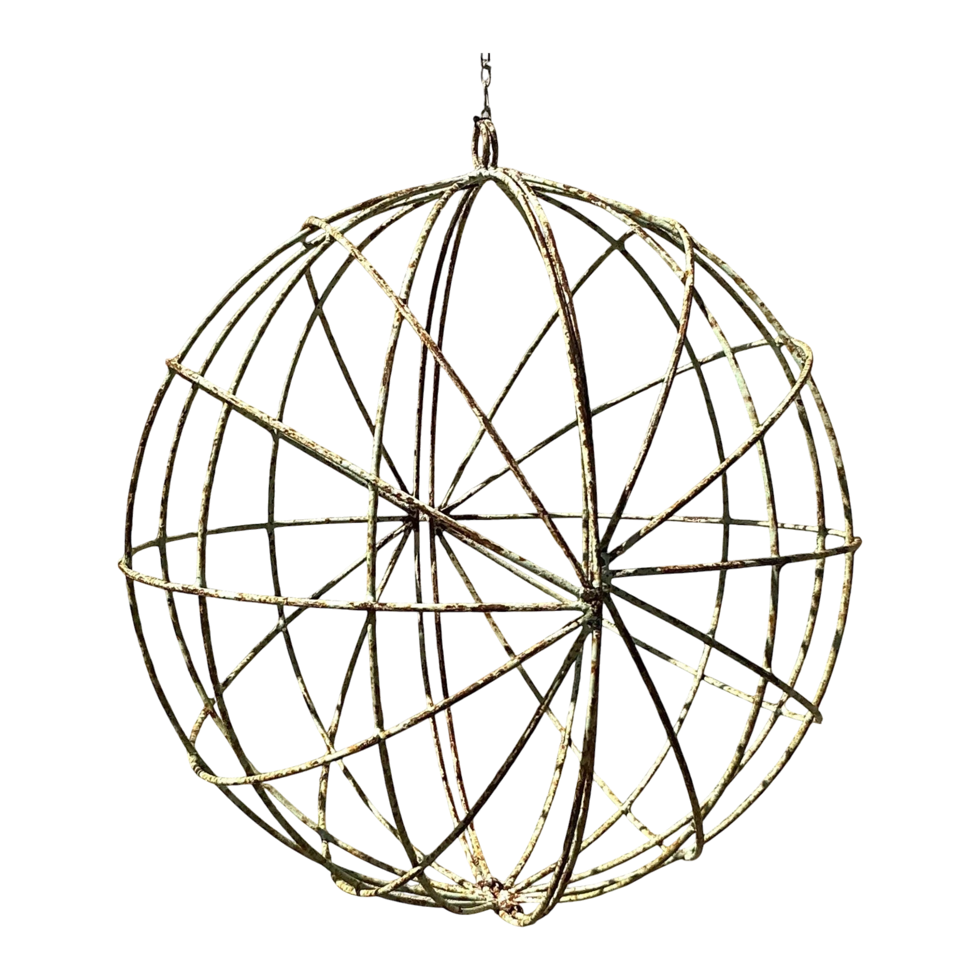 Vintage Boho Distressed Iron Sphere - A Pair